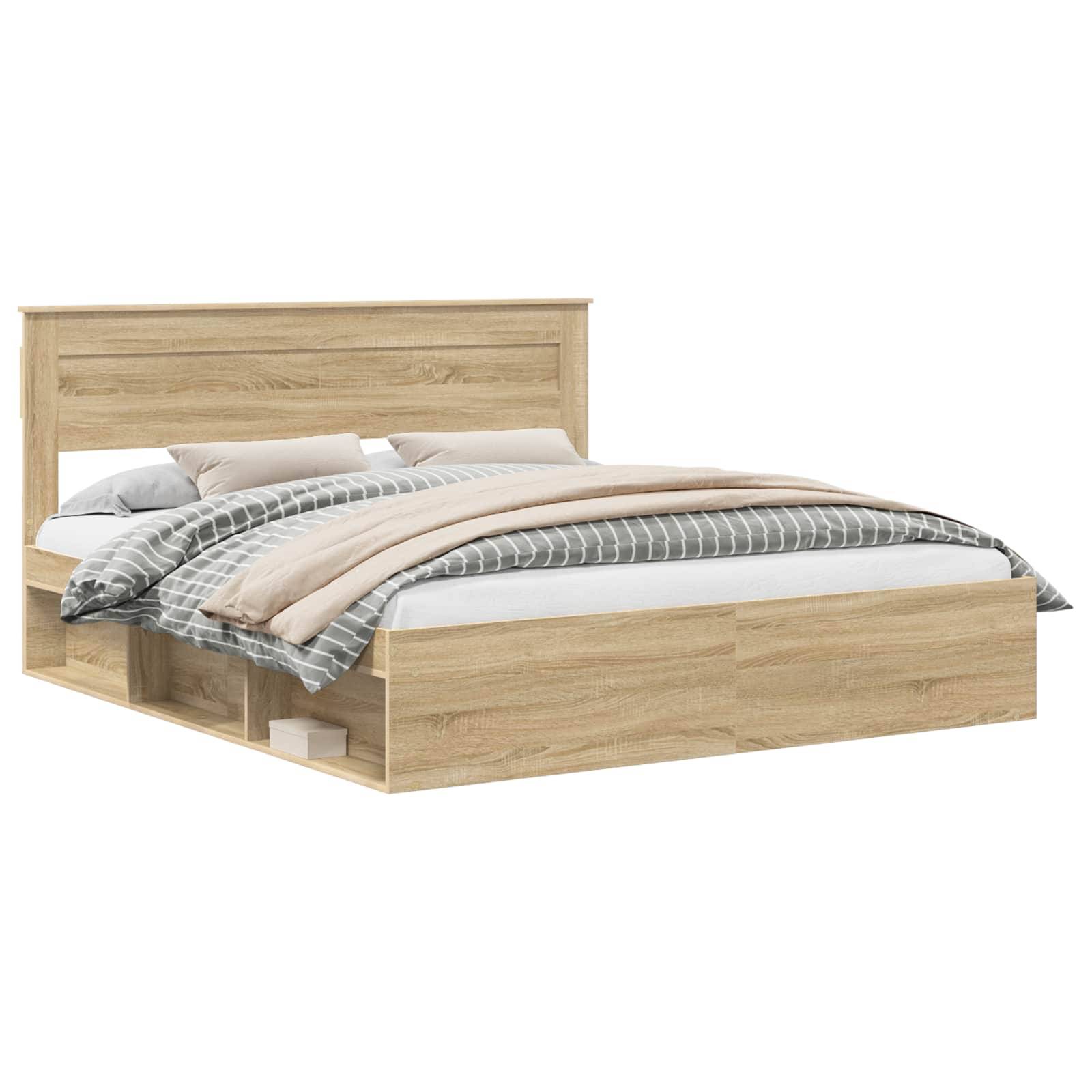 vidaXL Bettrahmen Sonoma 200 x 200 cm Massives Kiefernholz