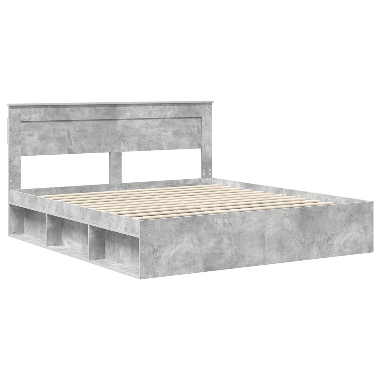 vidaXL Bettrahmen mit Kopfteil Beton 180 x 200 cm Massives Kiefernholz