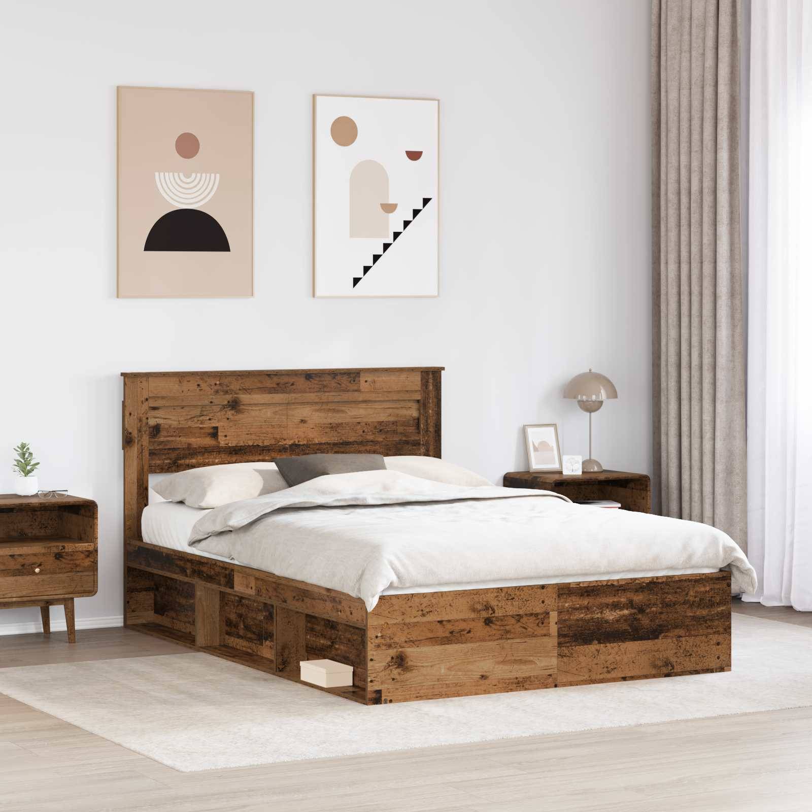 vidaXL Bettrahmen Altholz 150 x 200 cm Massives Kiefernholz