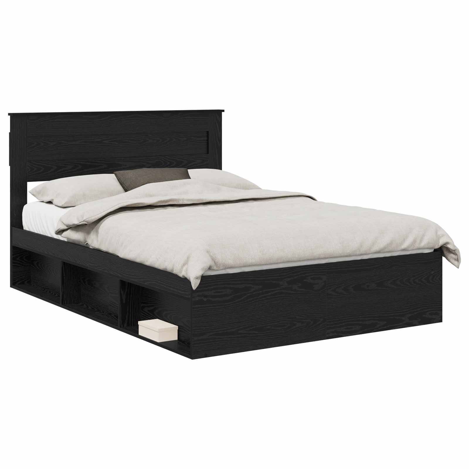 vidaXL Bettrahmen Schwarz 150 x 200 cm Massives Kiefernholz