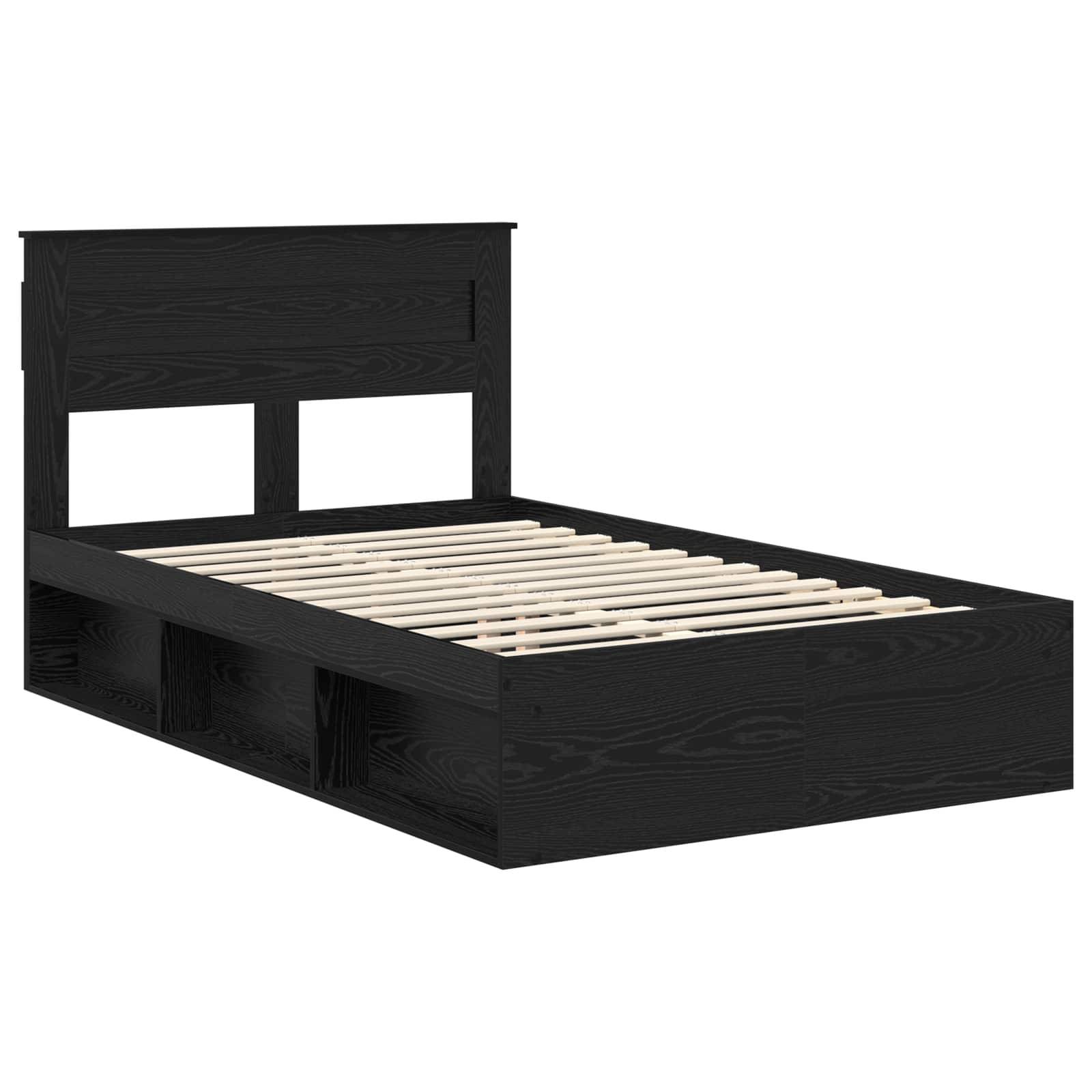 vidaXL Bettrahmen Schwarz 135 x 190 cm Massives Kiefernholz