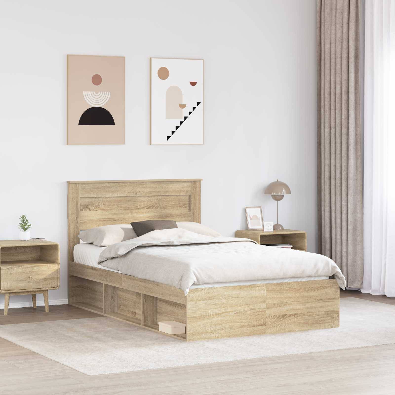 vidaXL Bettrahmen Sonoma 120 x 190 cm Massives Kiefernholz