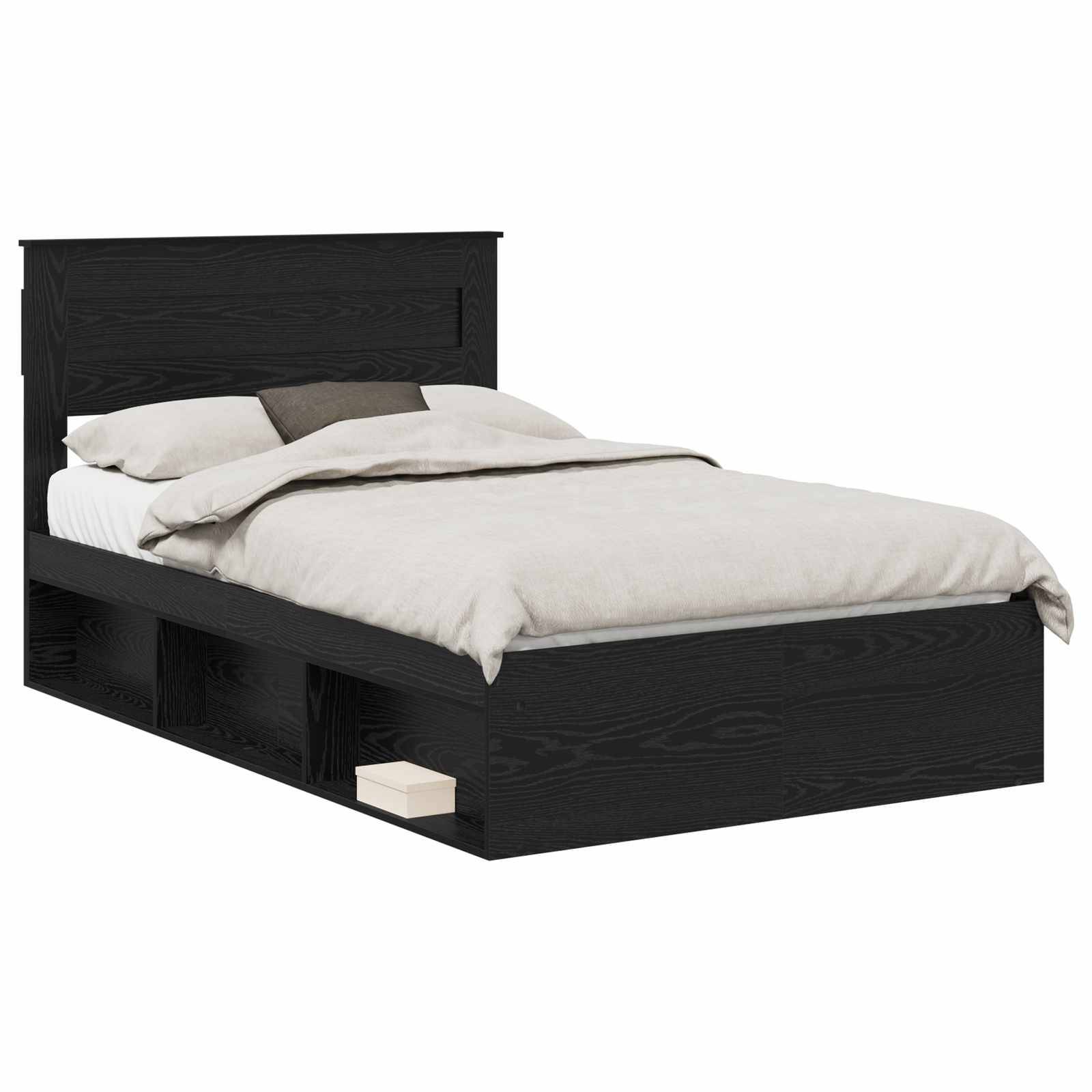 vidaXL Bettrahmen Schwarz 135 x 190 cm Massives Kiefernholz