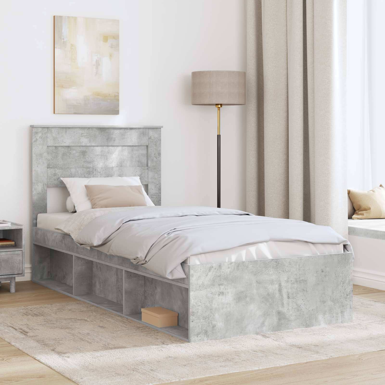 vidaXL Bettrahmen Beton Grau 100 x 200 cm Massives Kiefernholz