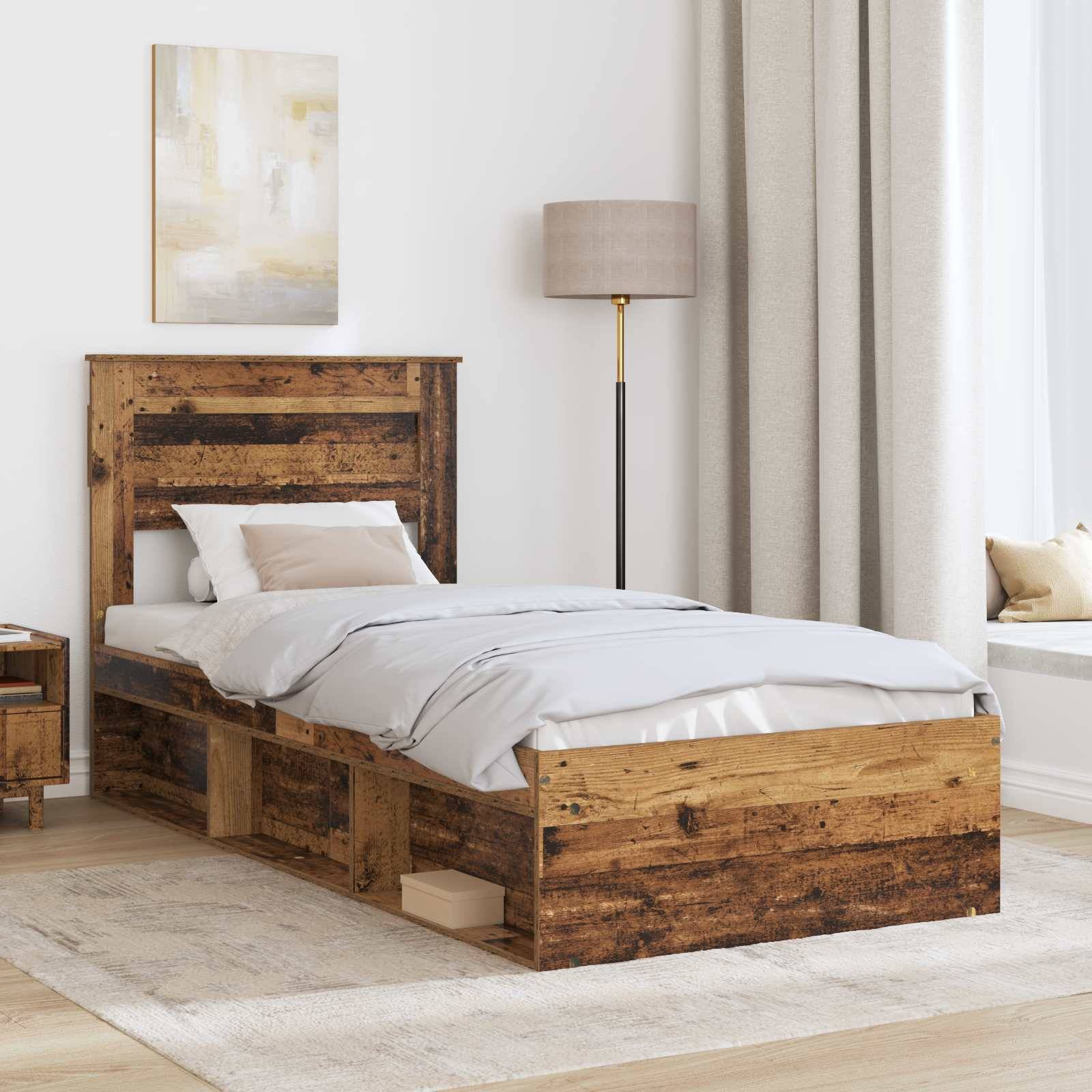 vidaXL Bettrahmen Altholz 75 x 190 cm Massives Kiefernholz