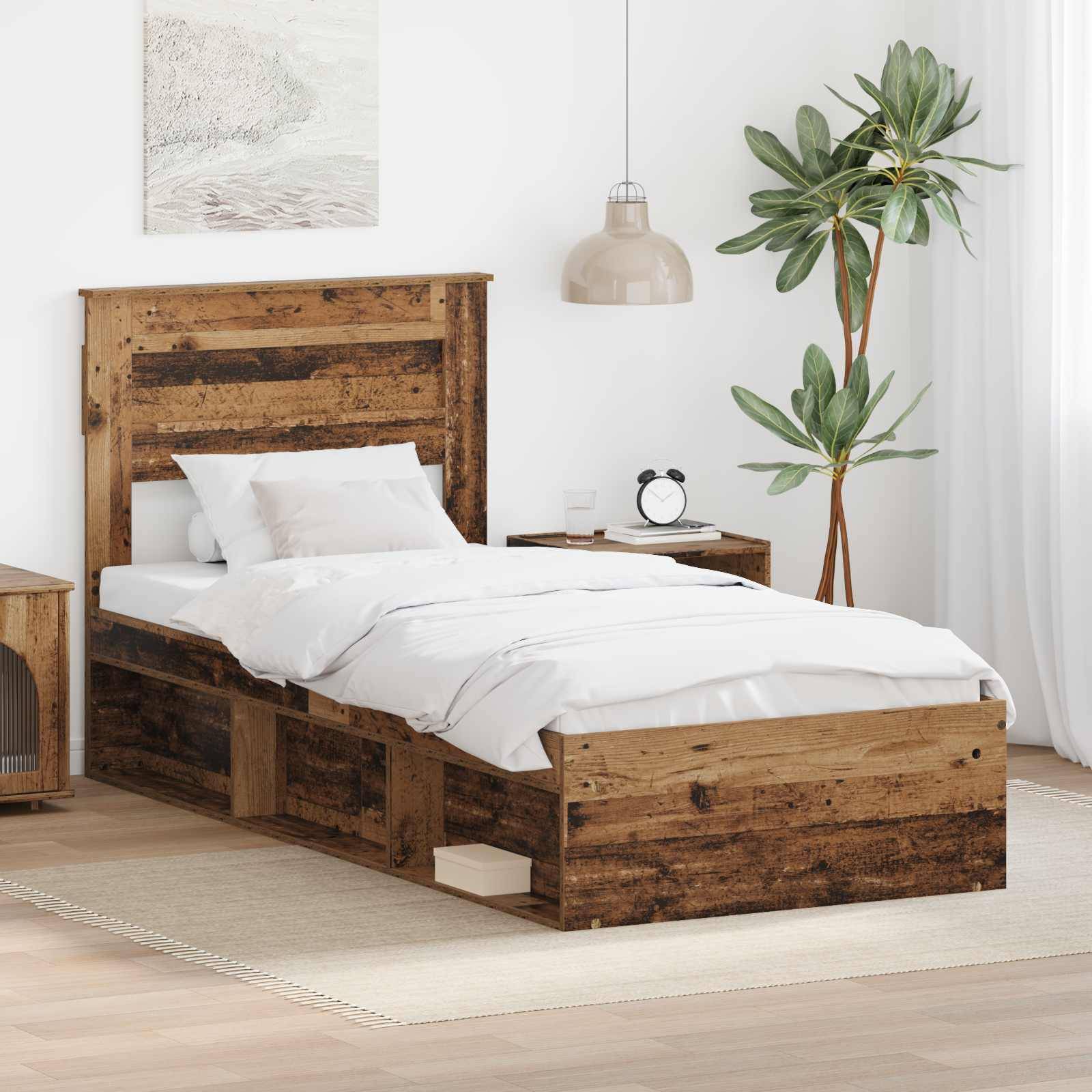 vidaXL Bettrahmen Altholz 75 x 190 cm Massives Kiefernholz