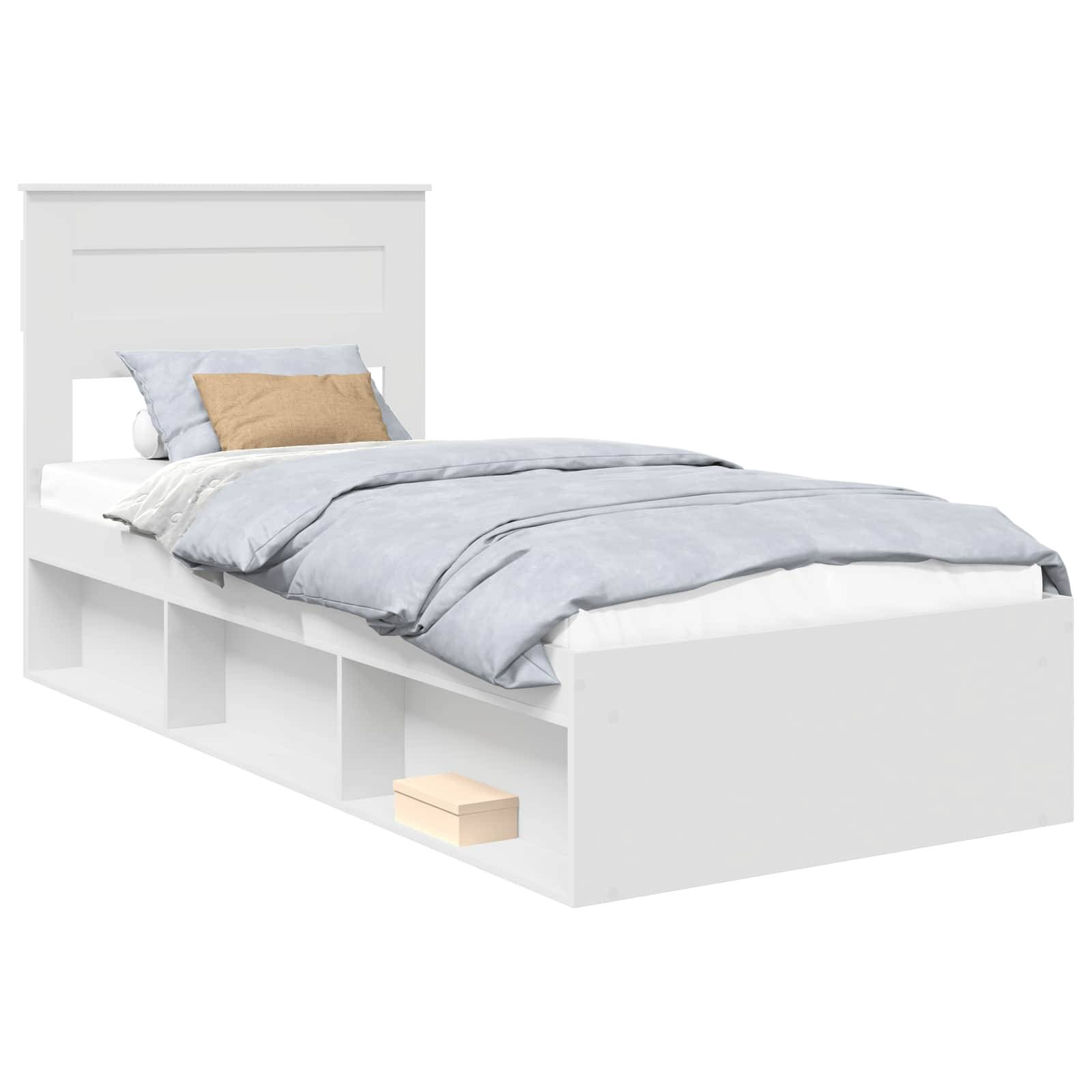 vidaXL Bettrahmen mit Kopfteil Weiß 75 x 190 cm Massives Kiefernholz