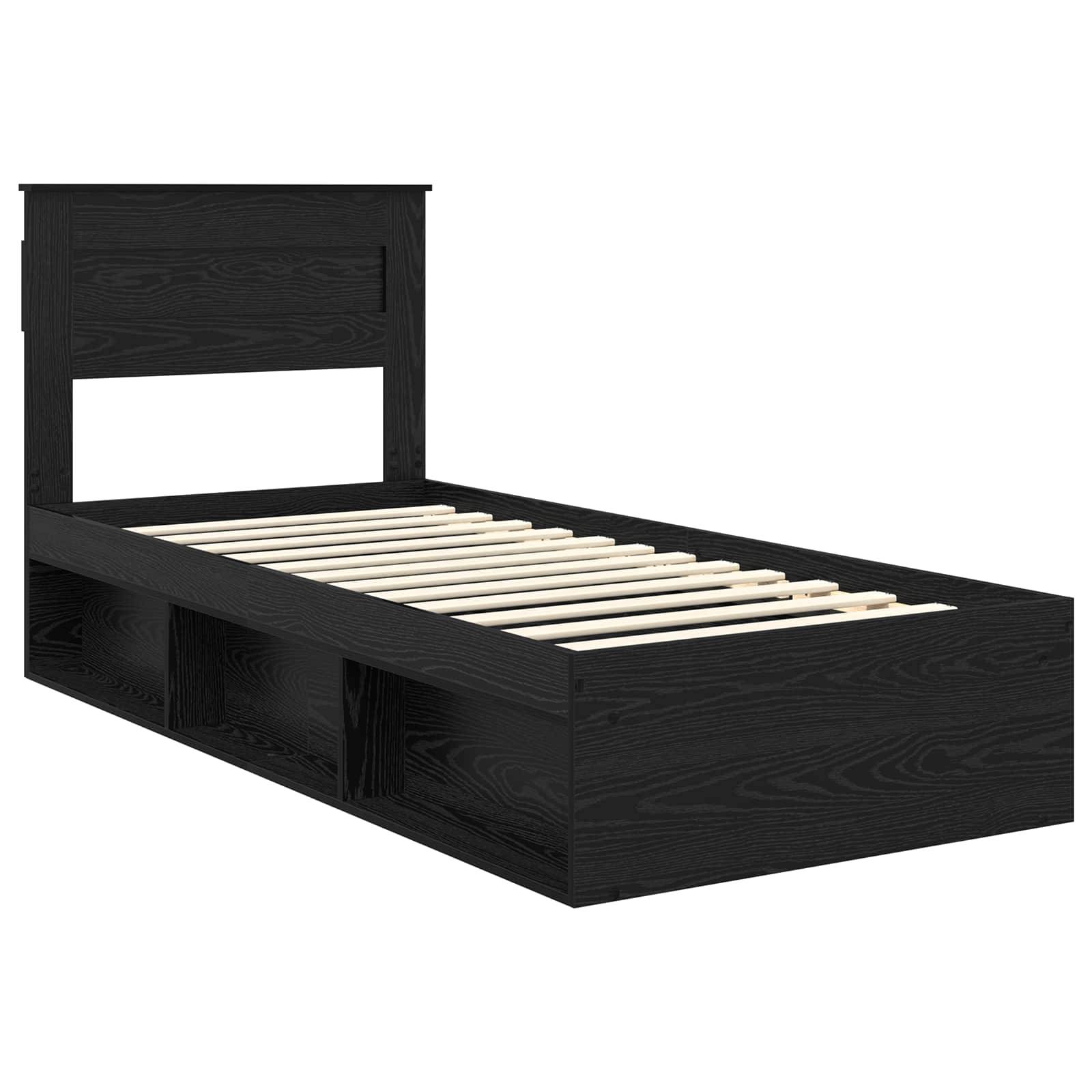 vidaXL Bettrahmen Schwarz 100 x 200 cm Massives Kiefernholz