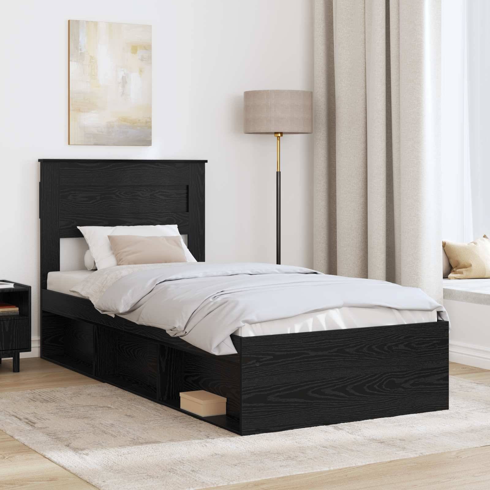 vidaXL Bettrahmen Schwarz 100 x 200 cm Massives Kiefernholz