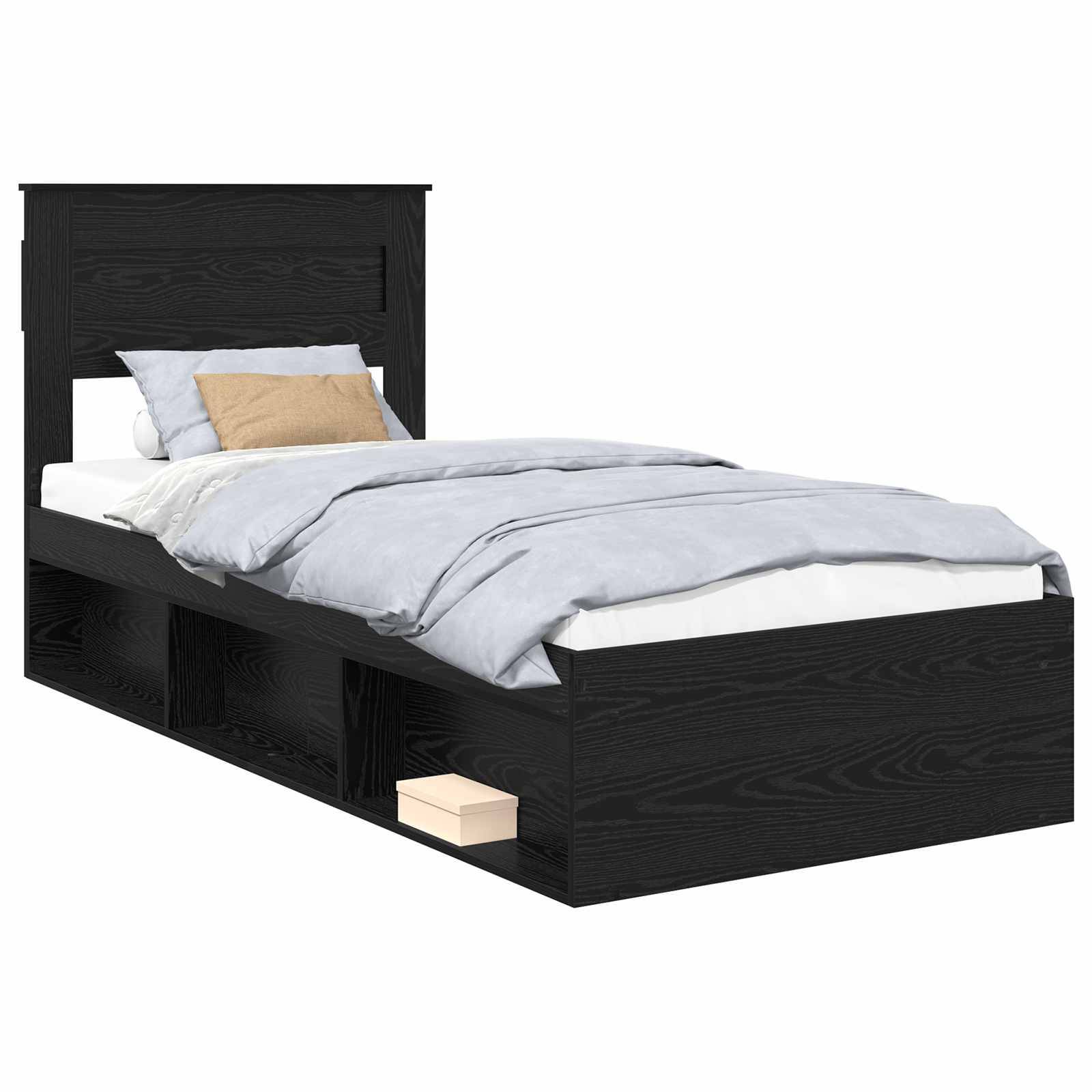 vidaXL Bettrahmen Schwarz 100 x 200 cm Massives Kiefernholz