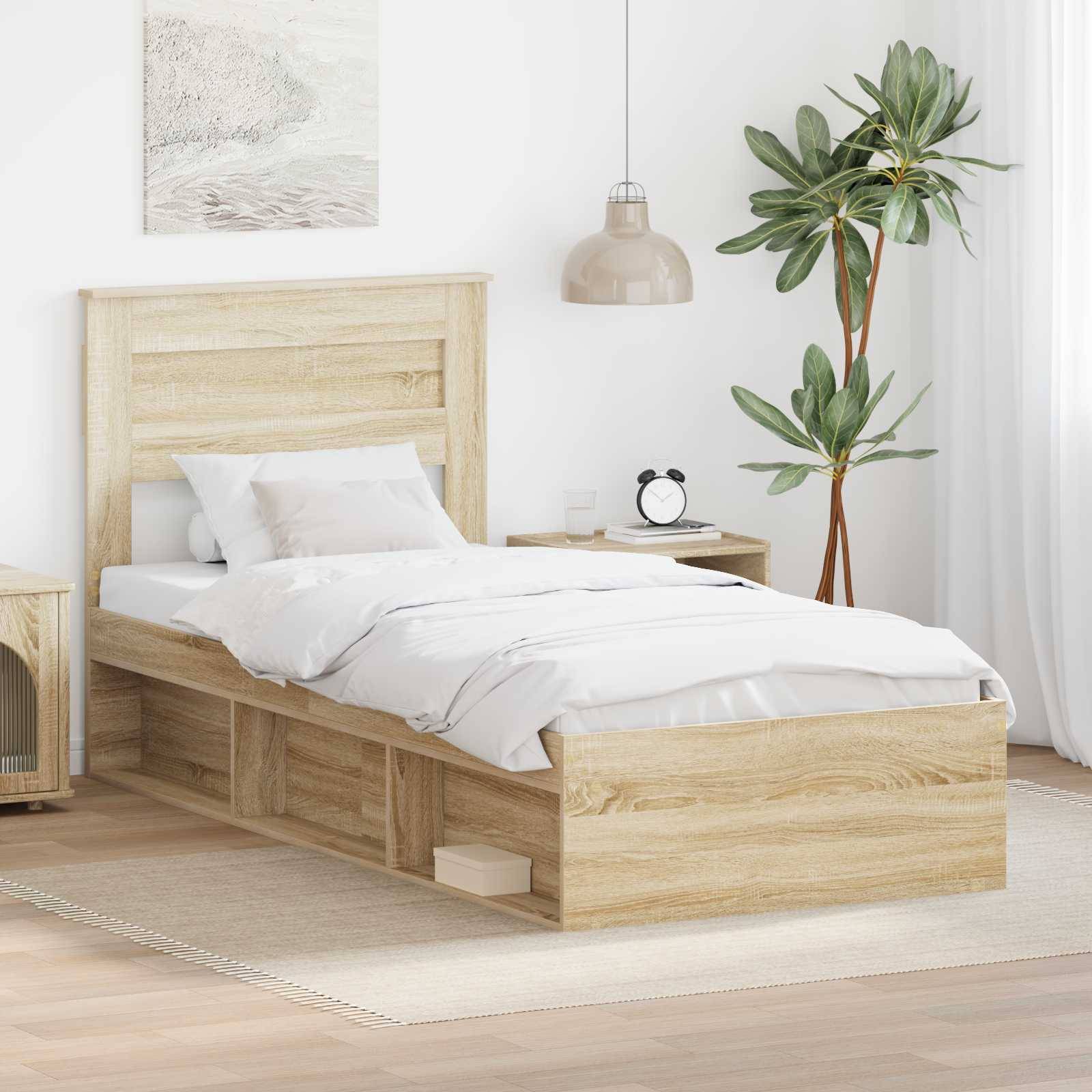 vidaXL Bettrahmen Sonoma 100 x 200 cm Massives Kiefernholz