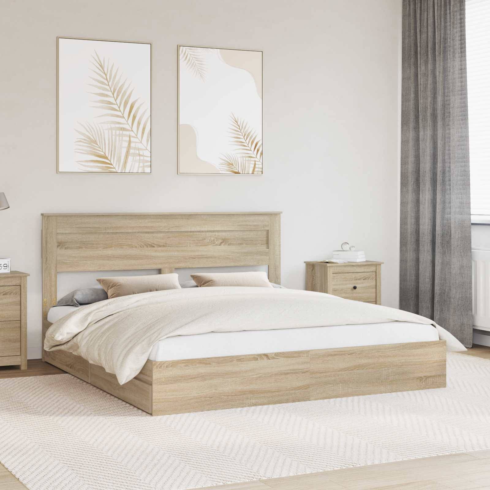 vidaXL Aufbewahrungsbett Sonoma-Eiche 180 x 200 cm Holzwerkstoff