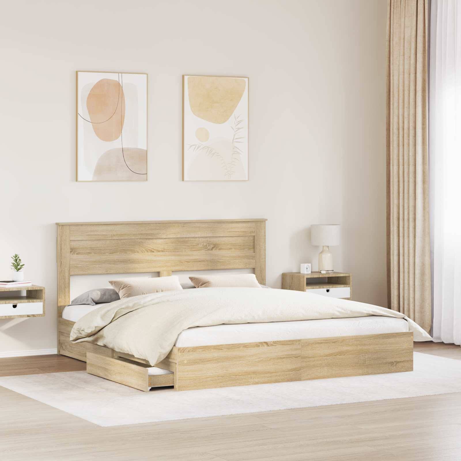 vidaXL Aufbewahrungsbett Sonoma-Eiche 180 x 200 cm Holzwerkstoff
