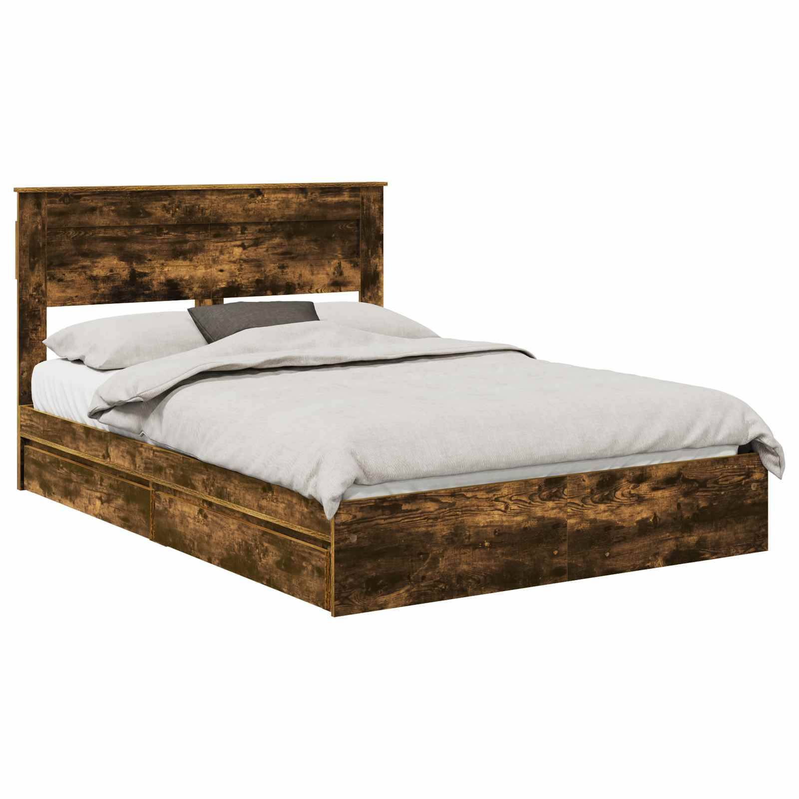 vidaXL Aufbewahrungsbett Geräucherte Eiche 160 x 200 cm Holzwerkstoff