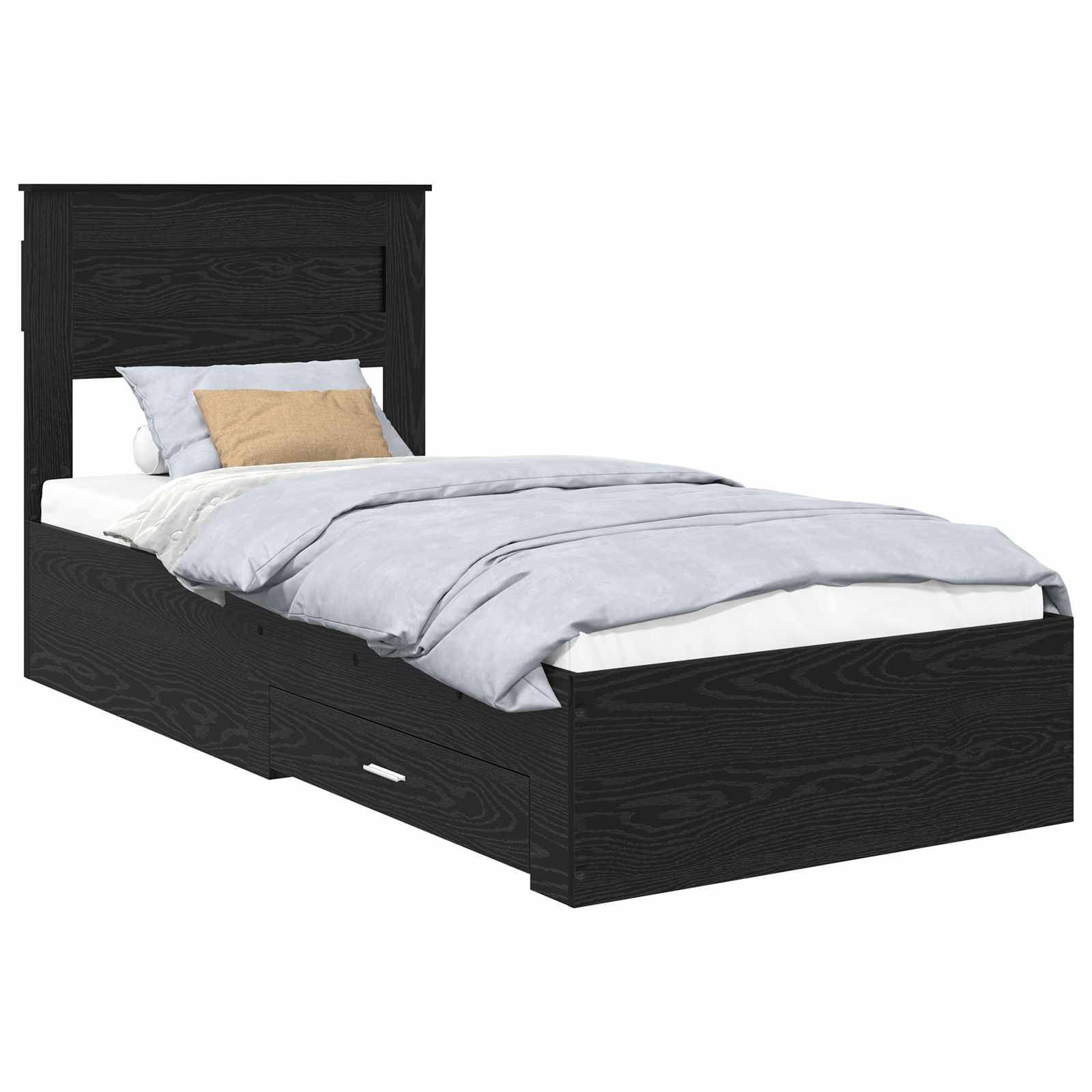 vidaXL Bettrahmen Schwarz Eichen-Optik 100 x 200 cm Holzwerkstoff