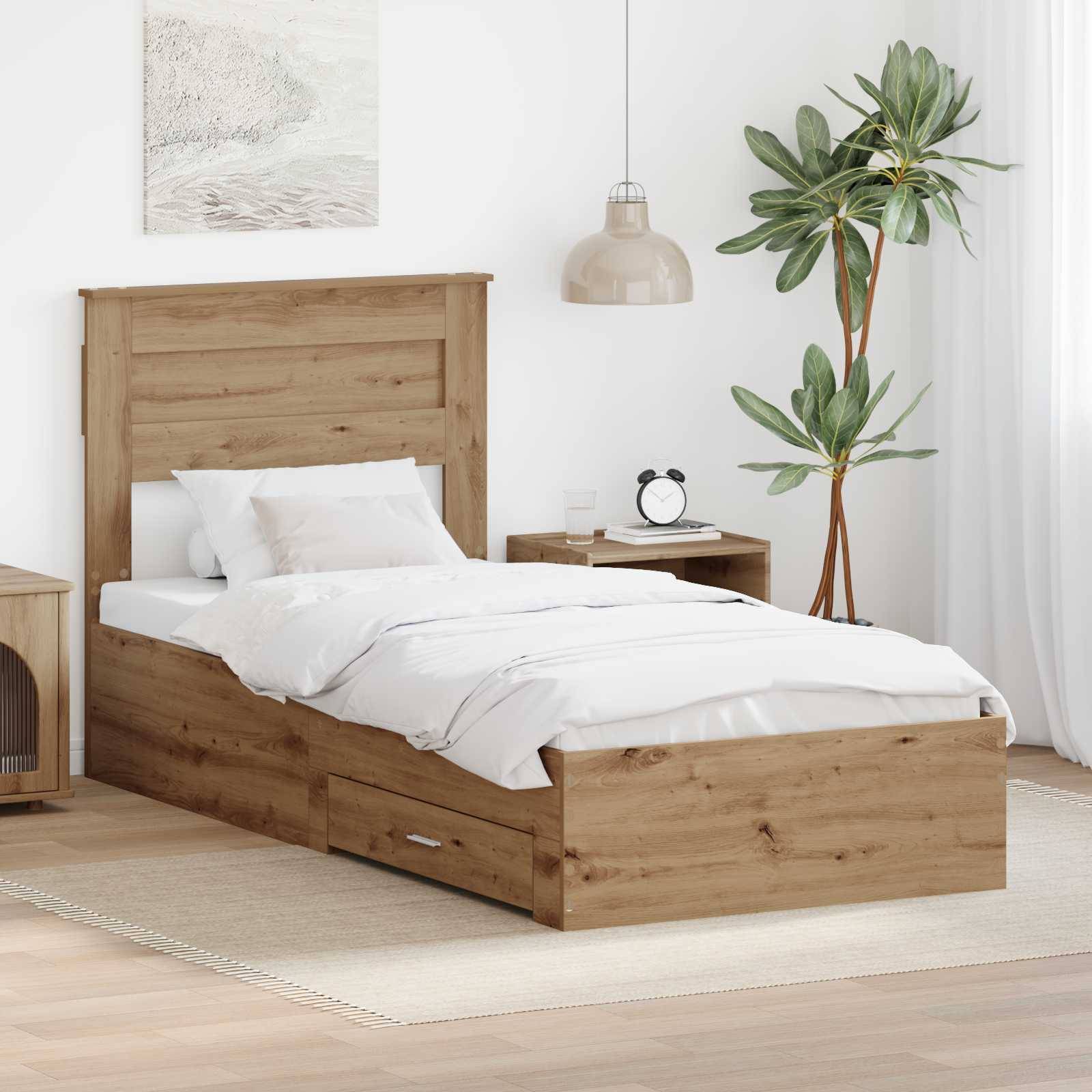 vidaXL Bettrahmen Artisan-Eiche 100 x 200 cm Holzwerkstoff