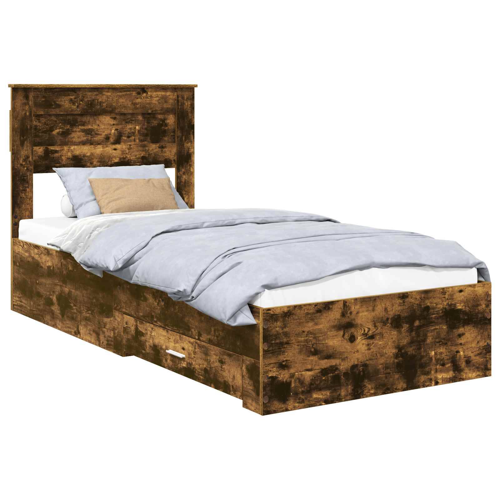 vidaXL Bettrahmen Geräucherte Eiche 90 x 190 cm Holzwerkstoff