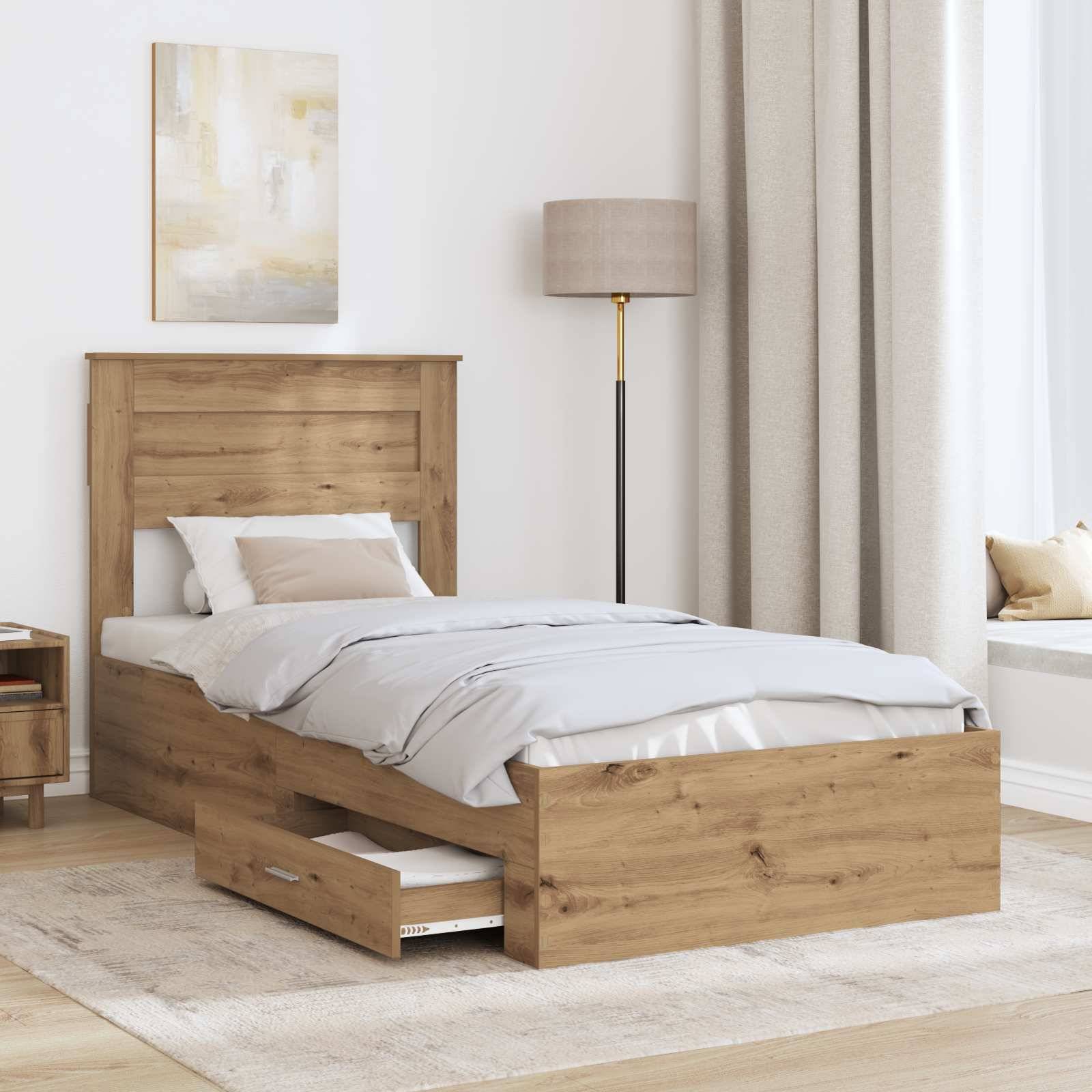 vidaXL Bettrahmen Artisan-Eiche 100 x 200 cm Holzwerkstoff