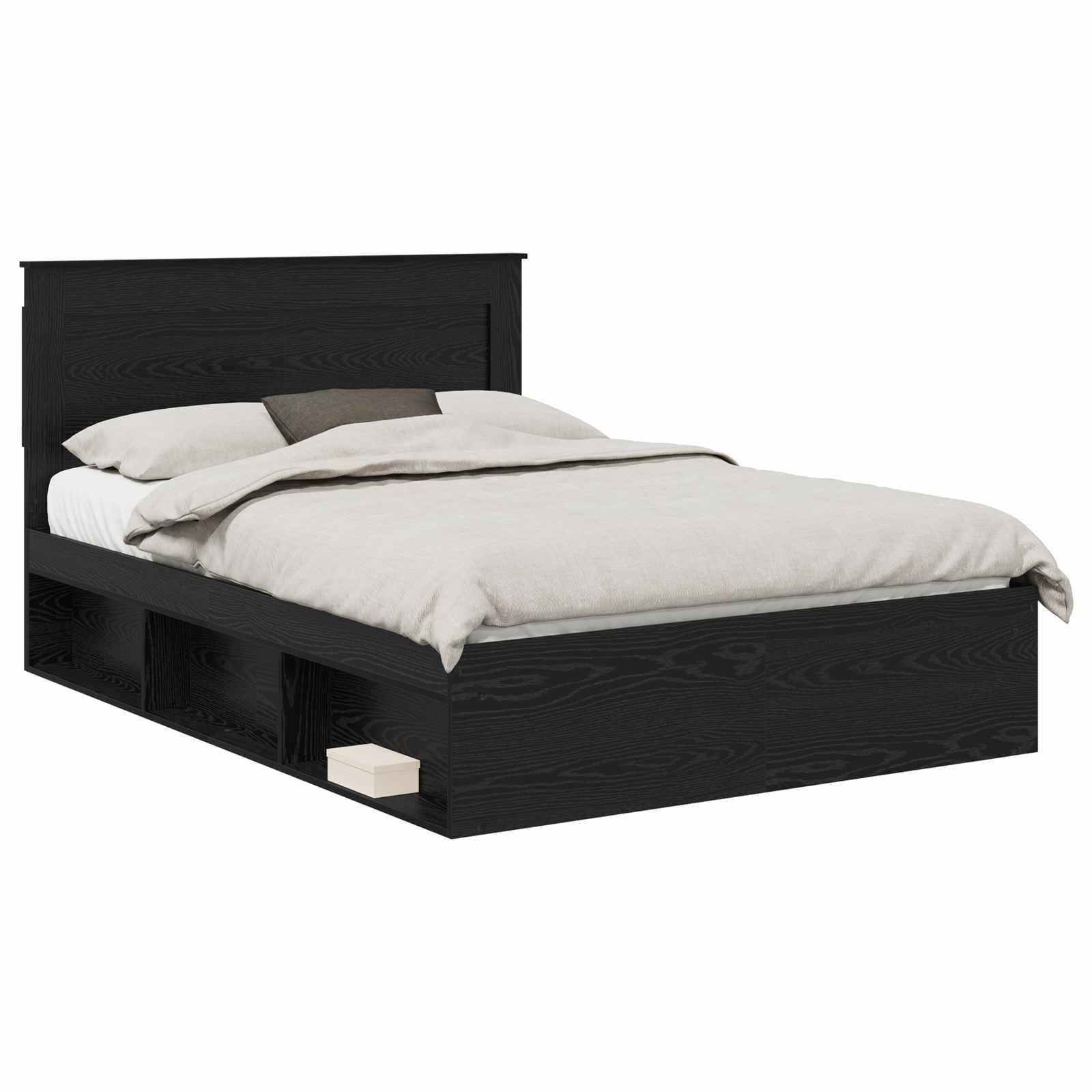 vidaXL Bettrahmen Schwarz 140 x 190 cm Massives Kiefernholz