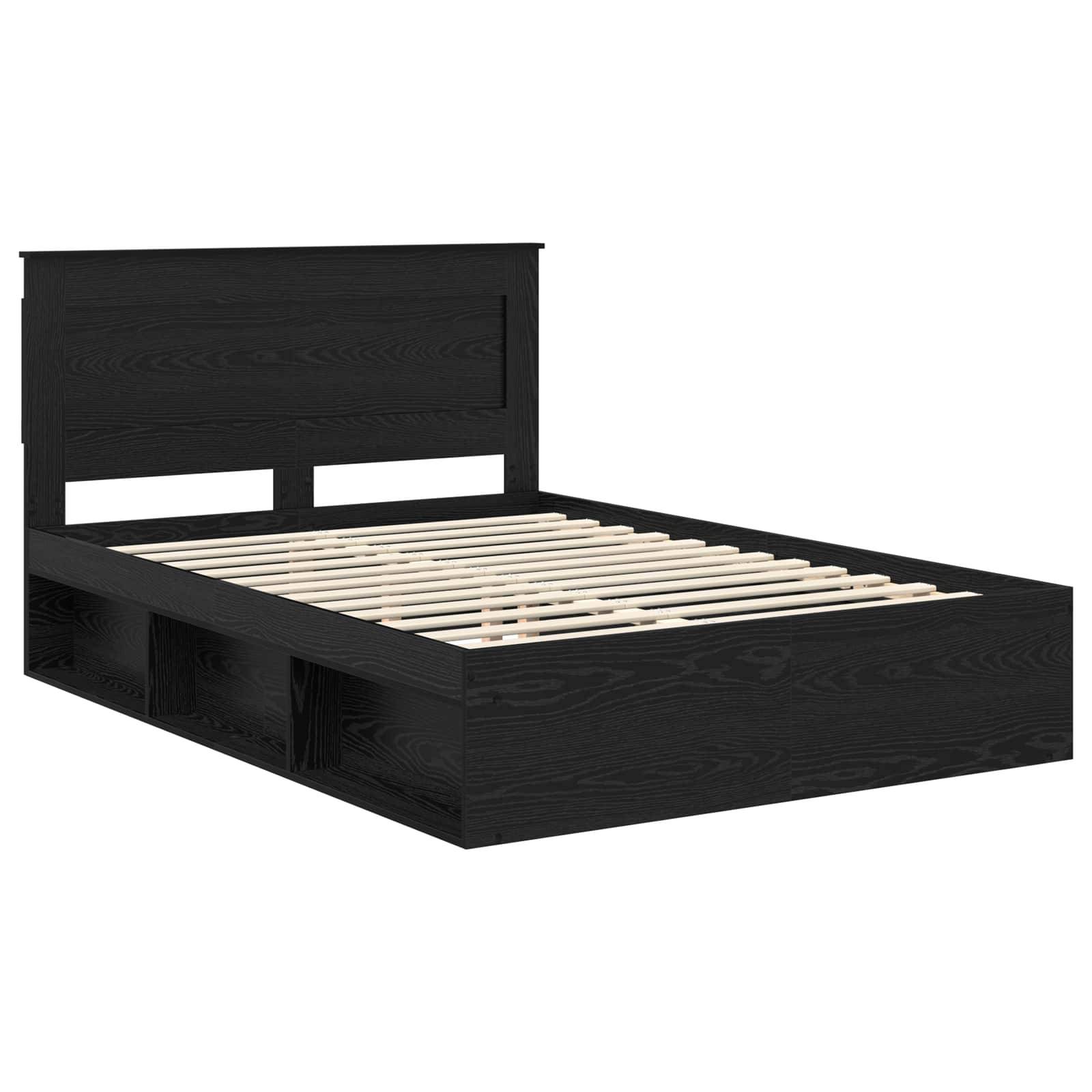 vidaXL Bettrahmen Schwarz 140 x 190 cm Massives Kiefernholz