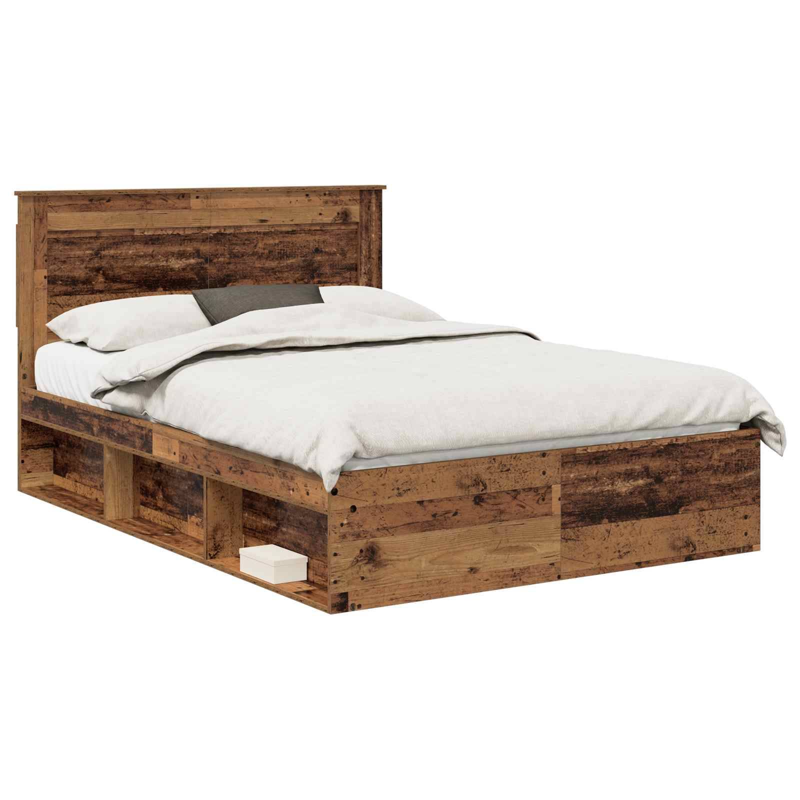 vidaXL Bettrahmen Altholz 140 x 190 cm Massives Kiefernholz