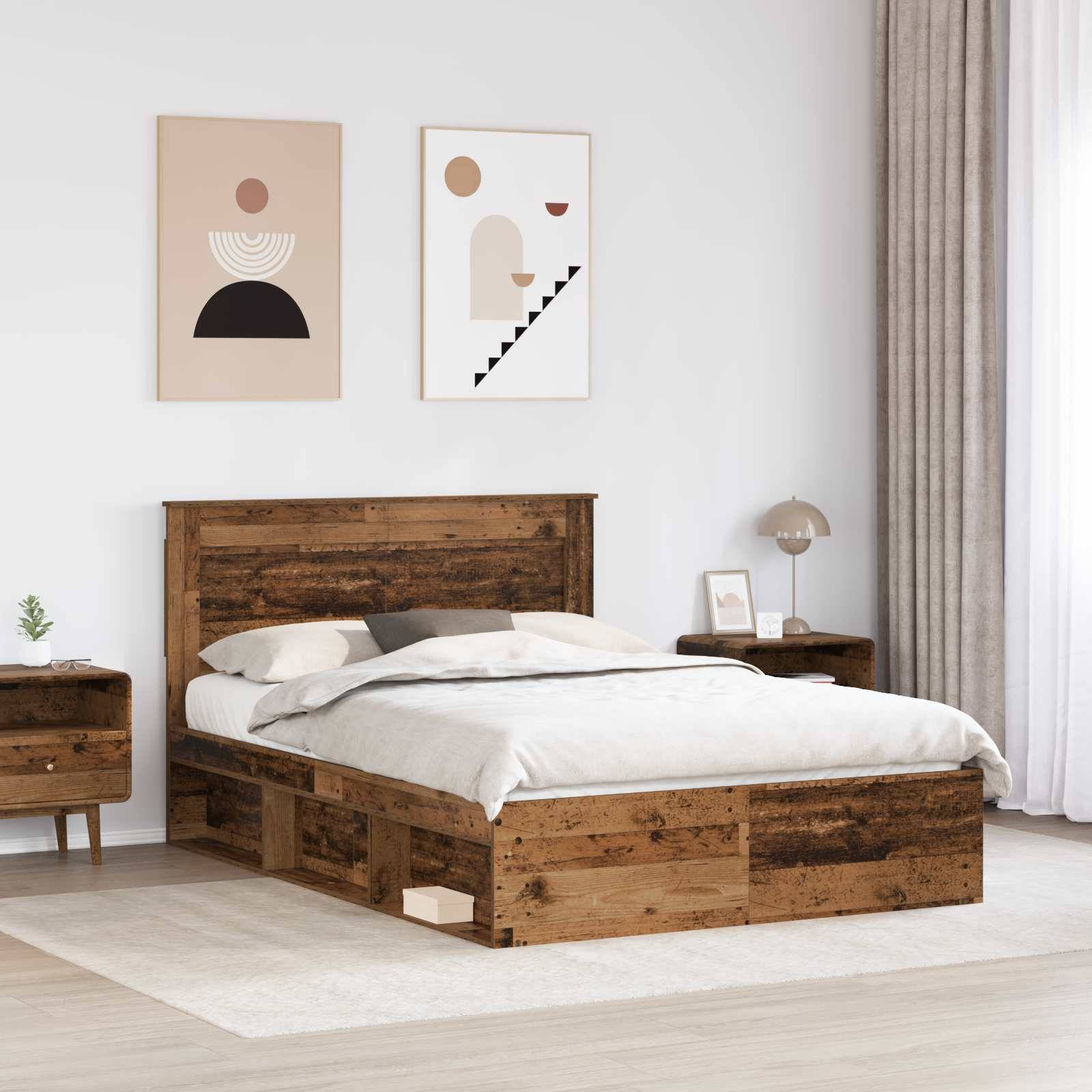 vidaXL Bettrahmen Altholz 150 x 200 cm Massives Kiefernholz