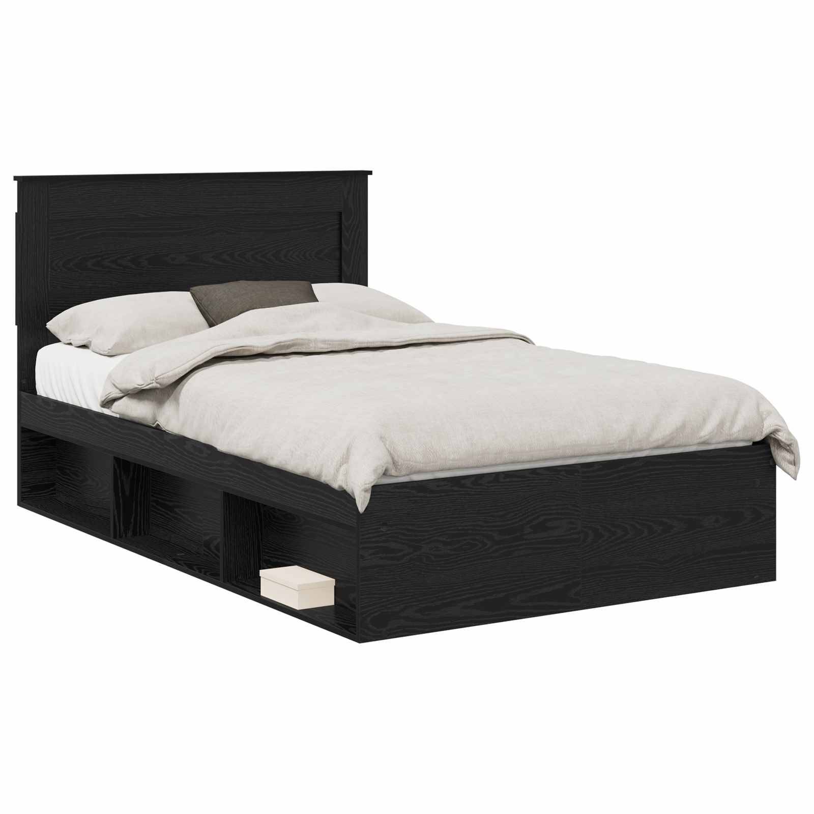 vidaXL Bettrahmen Schwarz 120 x 190 cm Massives Kiefernholz