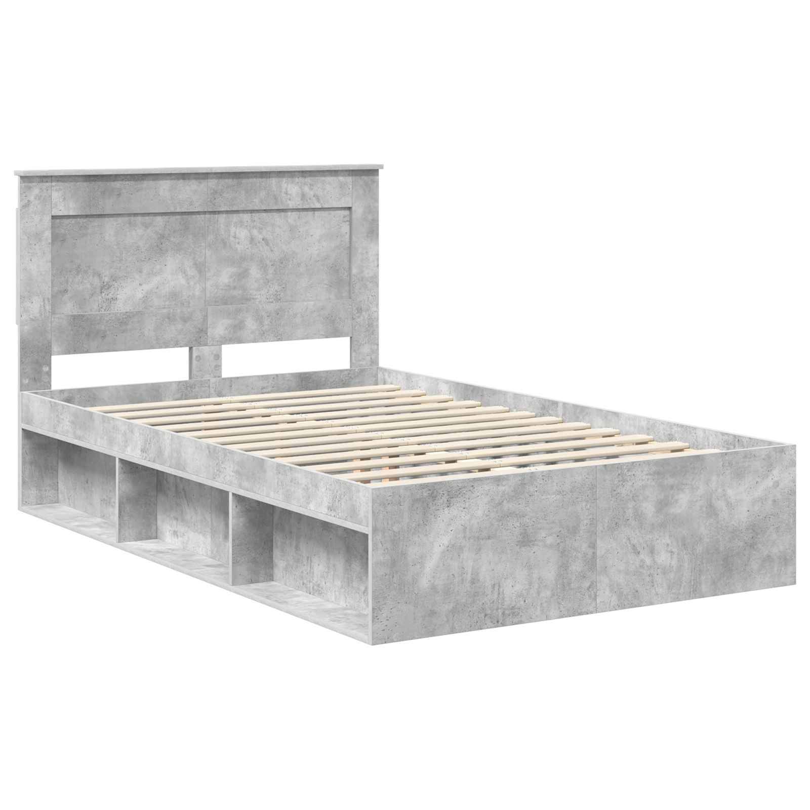 vidaXL Bettrahmen mit Kopfteil Beton 120 x 190 cm Massives Kiefernholz