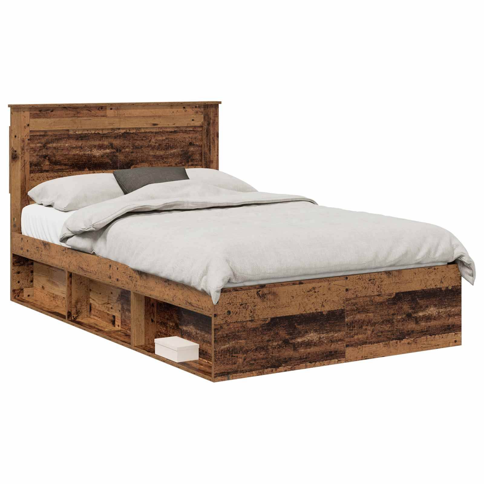 vidaXL Bettrahmen Altholz 135 x 190 cm Massives Kiefernholz