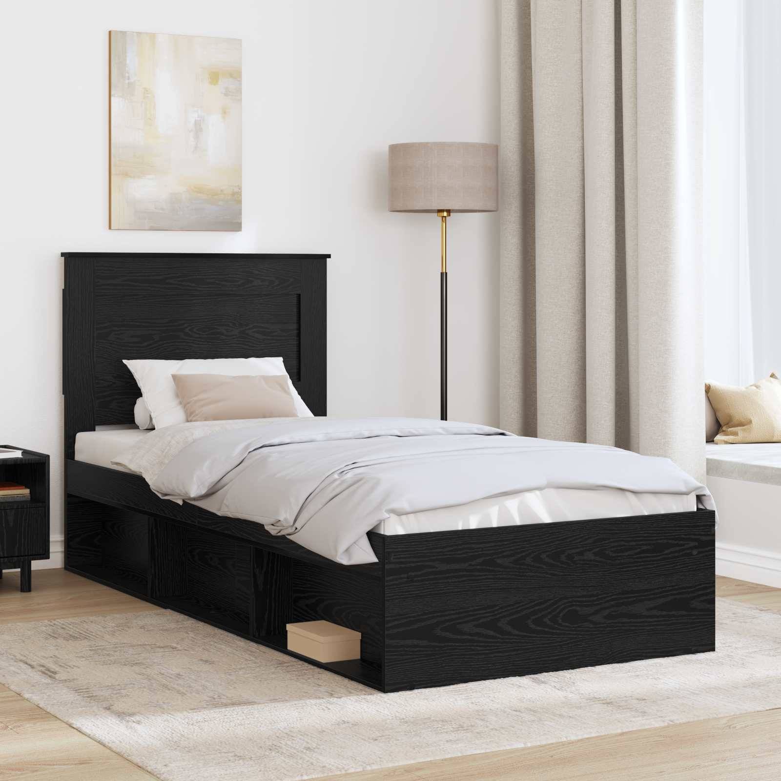 vidaXL Bettrahmen Schwarz 75 x 190 cm Massives Kiefernholz