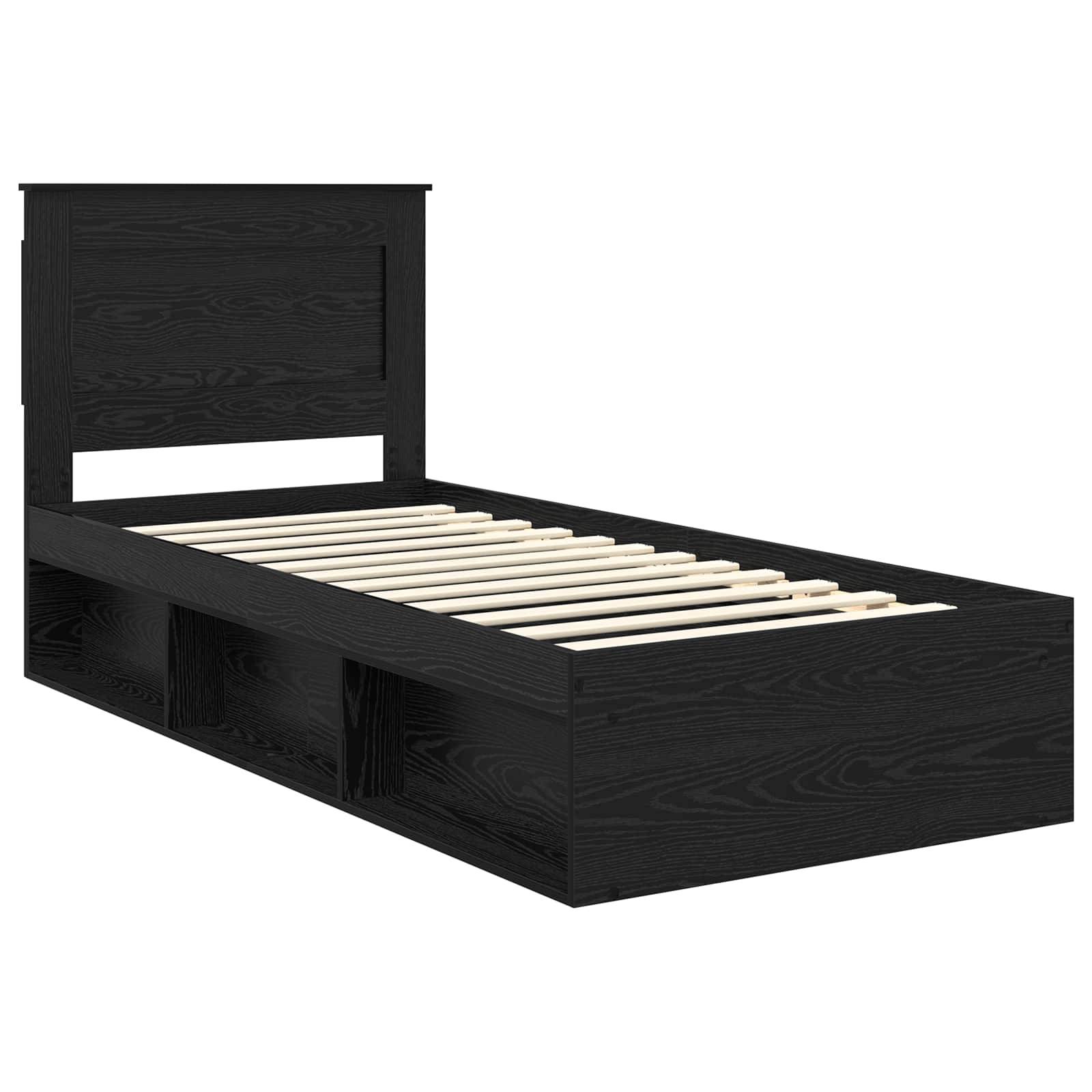 vidaXL Bettrahmen Schwarz 90 x 200 cm Massives Kiefernholz