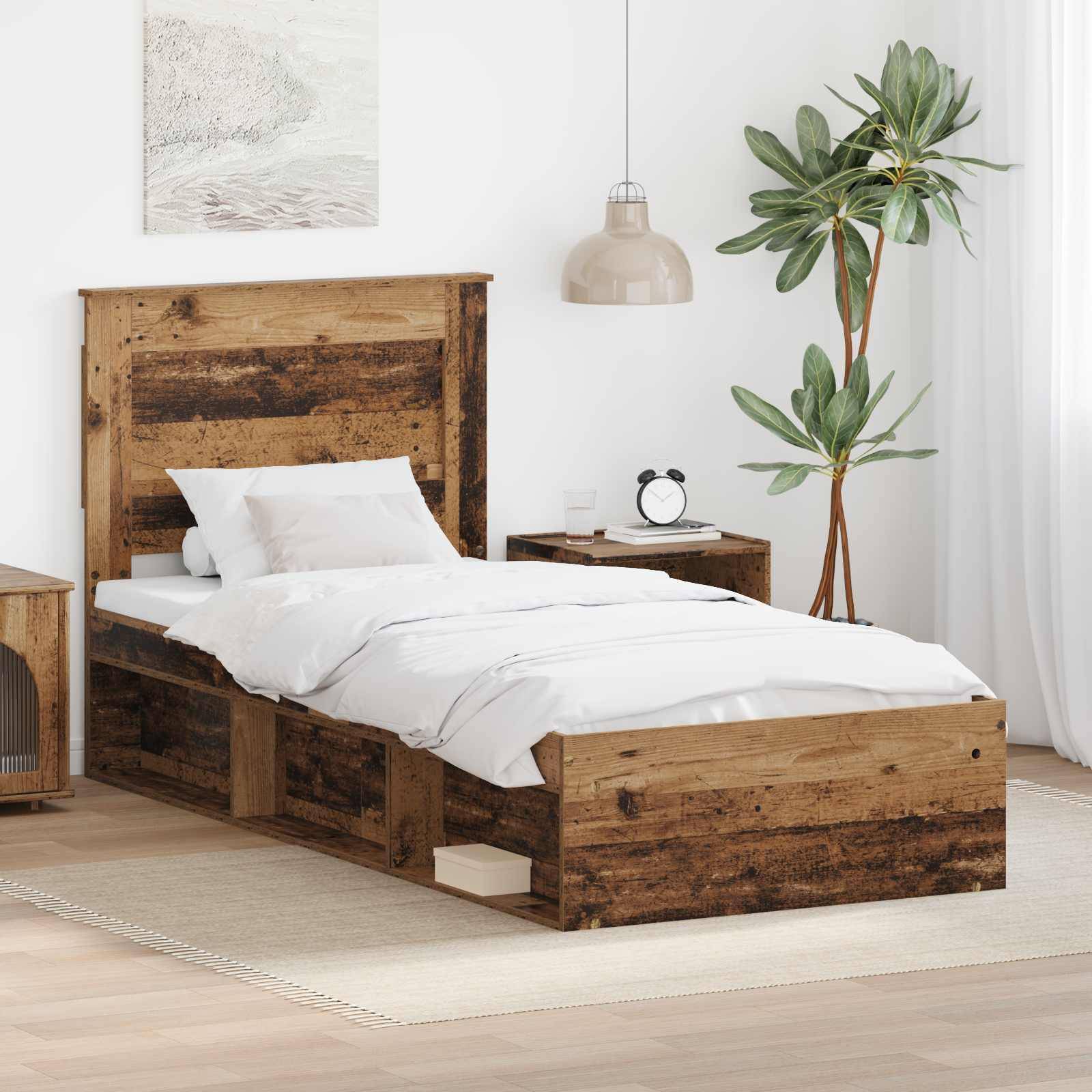 vidaXL Bettrahmen Altholz 90 x 200 cm Massives Kiefernholz