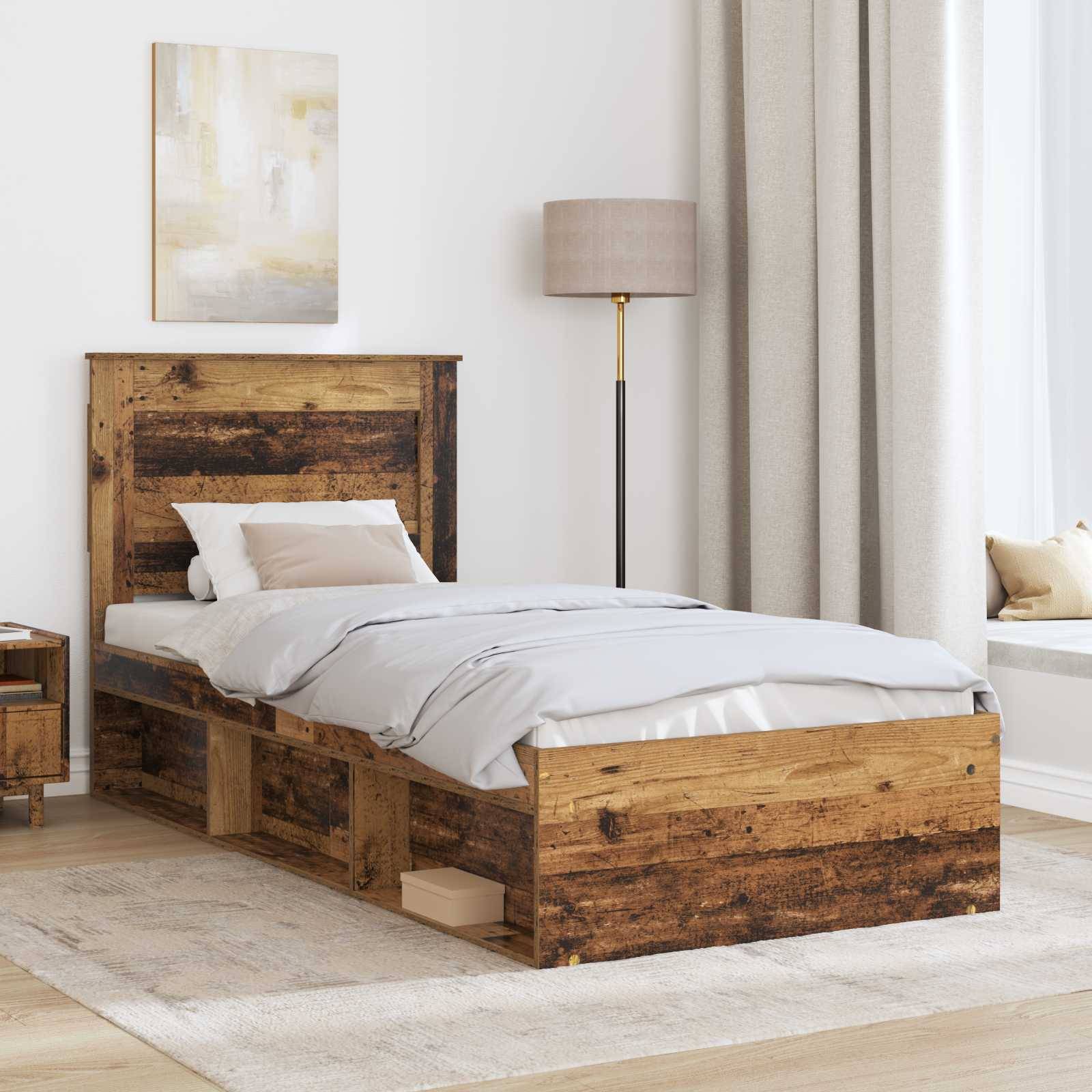 vidaXL Bettrahmen Altholz 90 x 190 cm Massives Kiefernholz