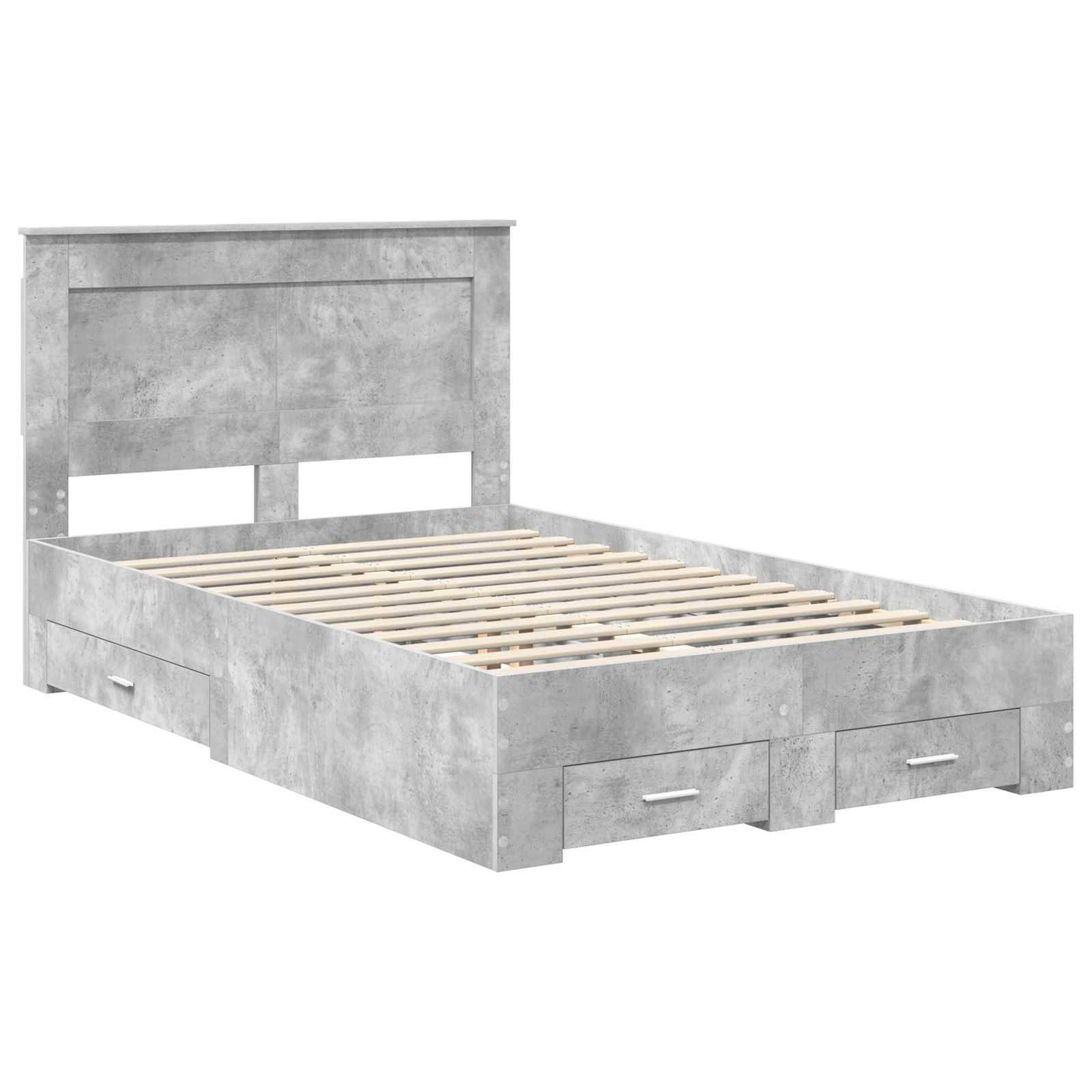 vidaXL Bettrahmen mit Kopfteil Beton Grau 120 x 200 cm Holzwerkstoff