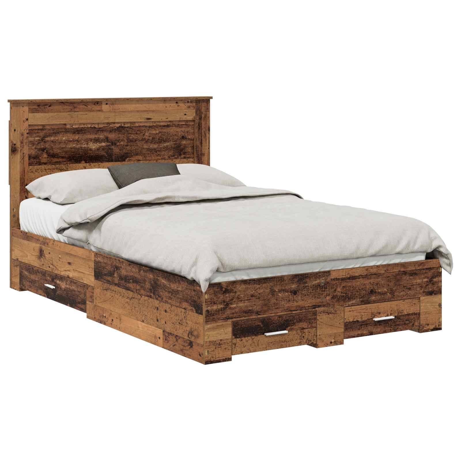 vidaXL Bettgestell mit Schubladen mit Kopfteil Holzwerkstoff