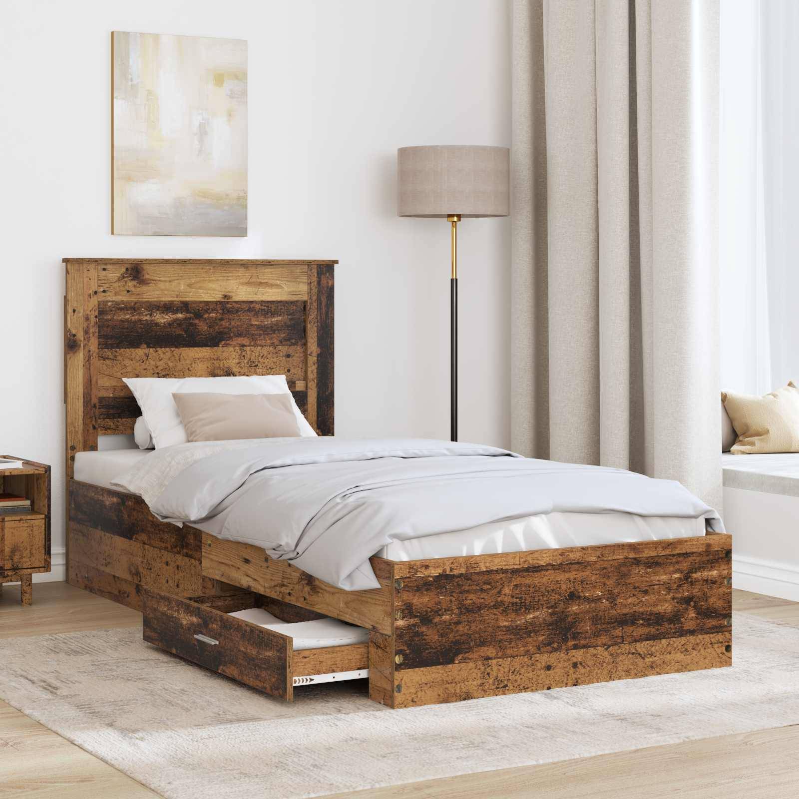 vidaXL Bettgestell mit Schubladen mit Kopfteil Holzwerkstoff