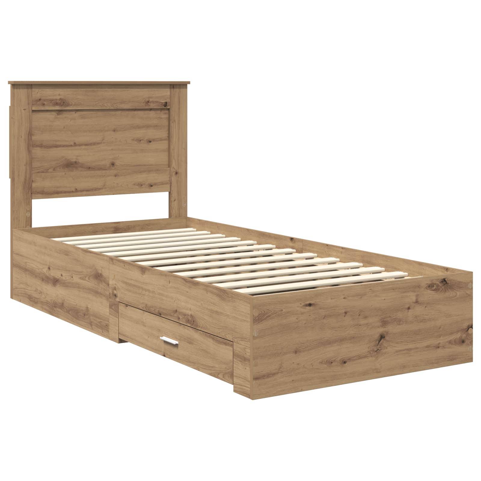 vidaXL Bettrahmen Artisan-Eiche 100 x 200 cm Holzwerkstoff