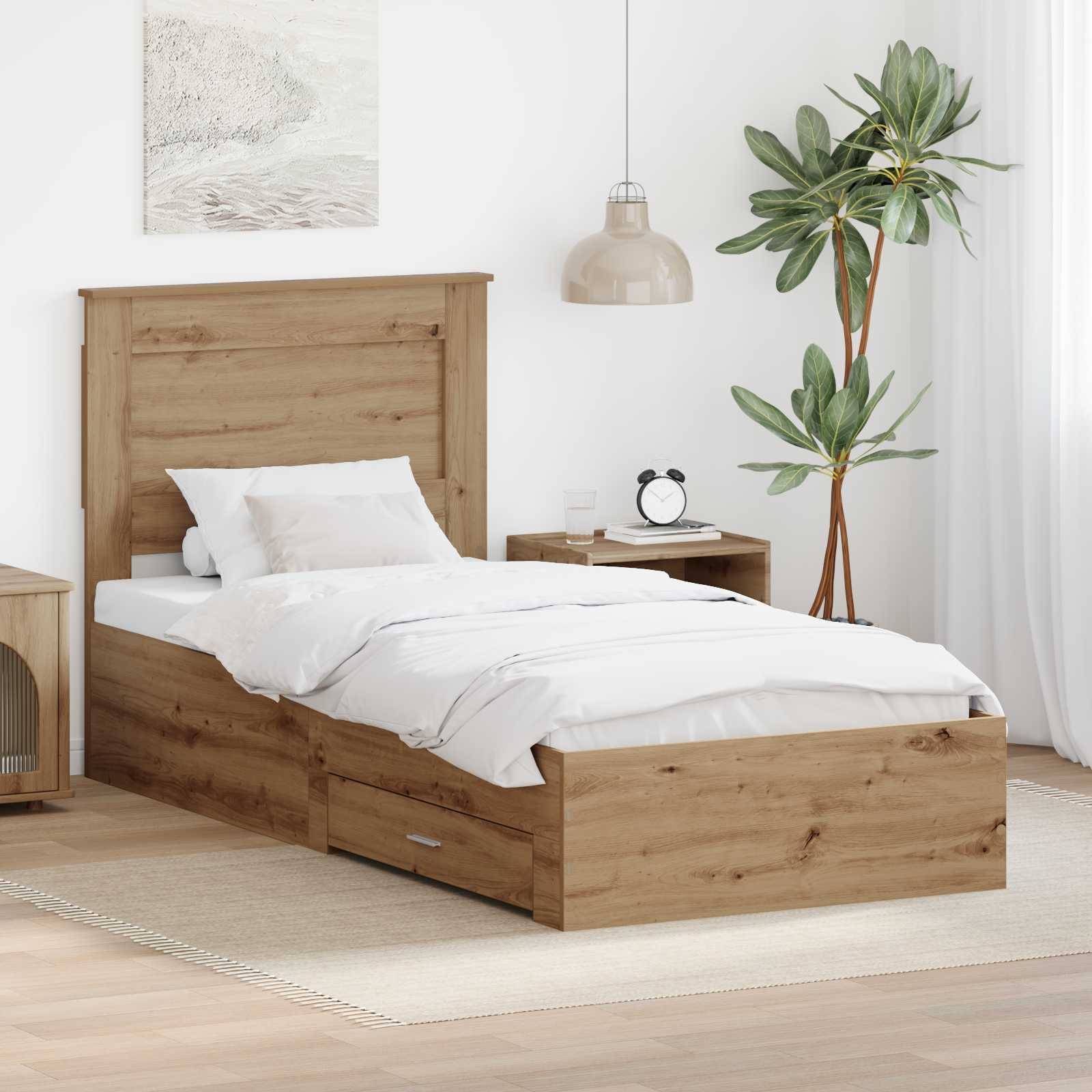 vidaXL Bettrahmen Artisan-Eiche 100 x 200 cm Holzwerkstoff