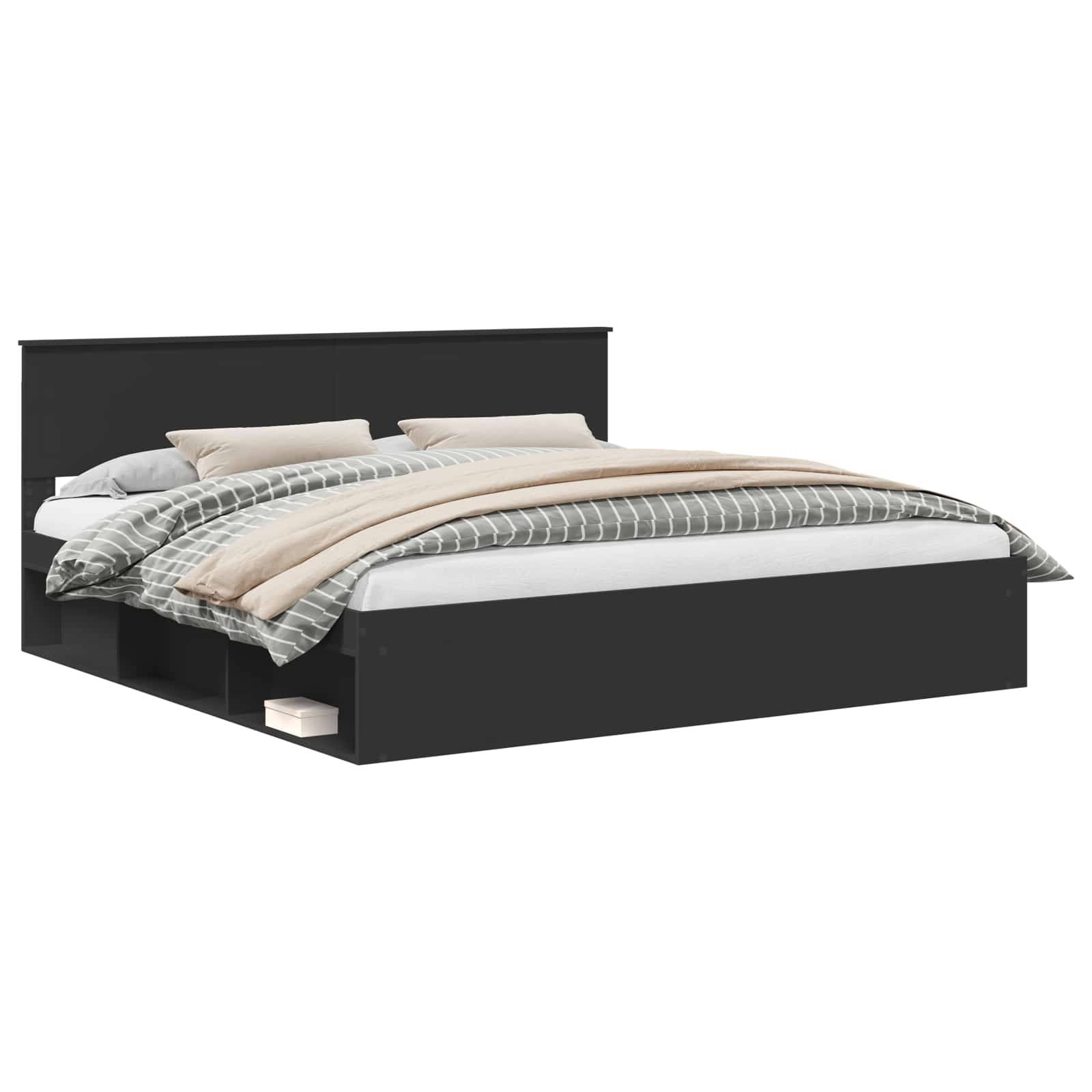 vidaXL Bettrahmen Schwarz 200 x 200 cm Massives Kiefernholz
