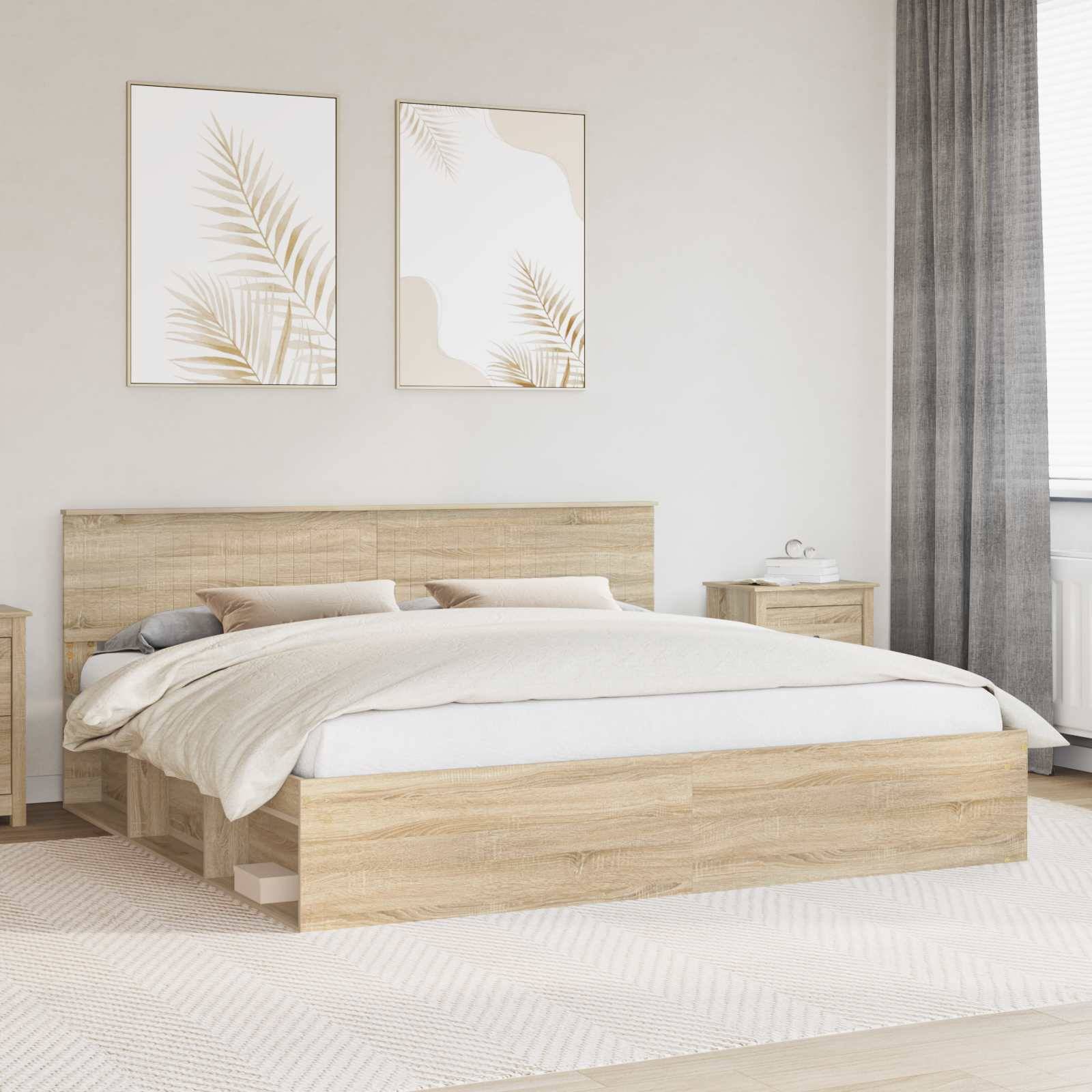 vidaXL Bettrahmen Sonoma 200 x 200 cm Massives Kiefernholz