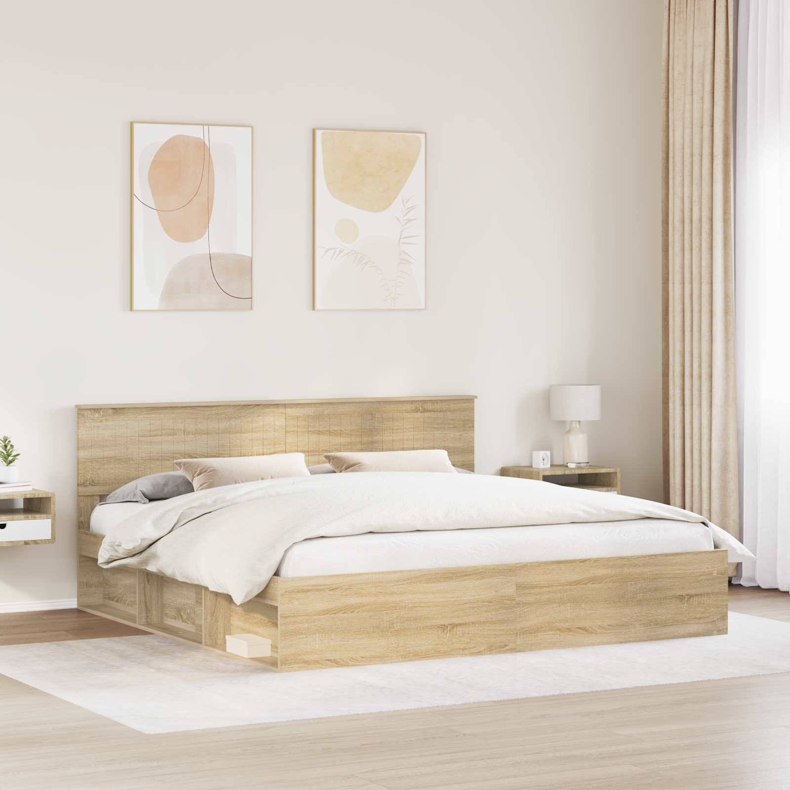vidaXL Bettrahmen Sonoma 200 x 200 cm Massives Kiefernholz