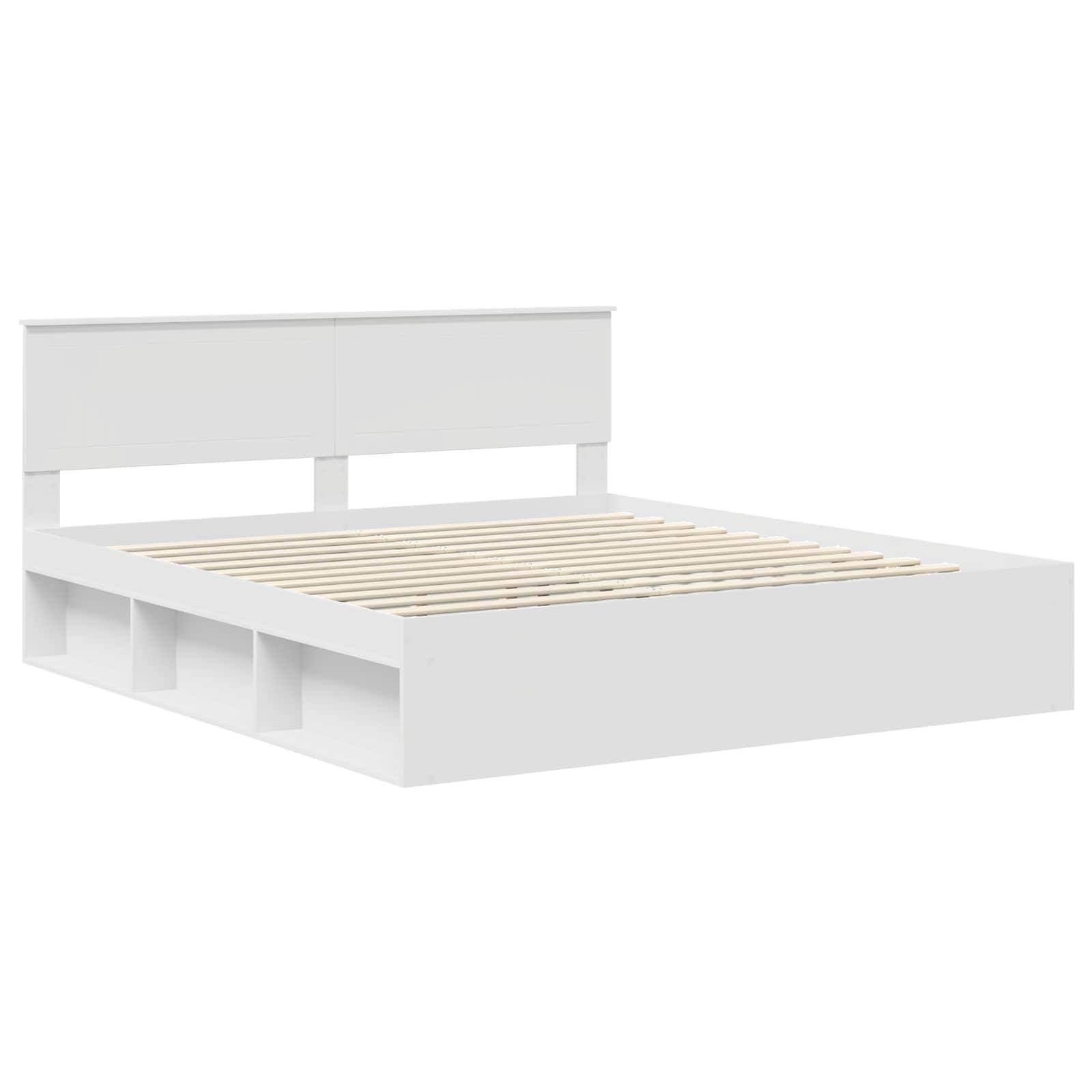 vidaXL Bettrahmen mit Kopfteil Weiß 180 x 200 cm Massives Kiefernholz