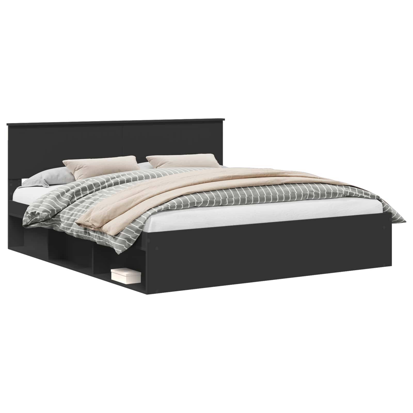 vidaXL Bettrahmen Schwarz 180 x 200 cm Massives Kiefernholz