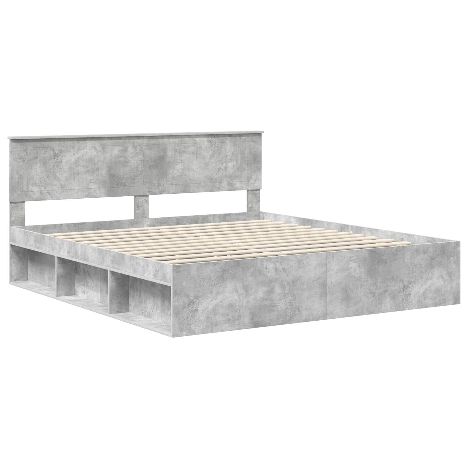 vidaXL Bettrahmen mit Kopfteil Beton 180 x 200 cm Massives Kiefernholz