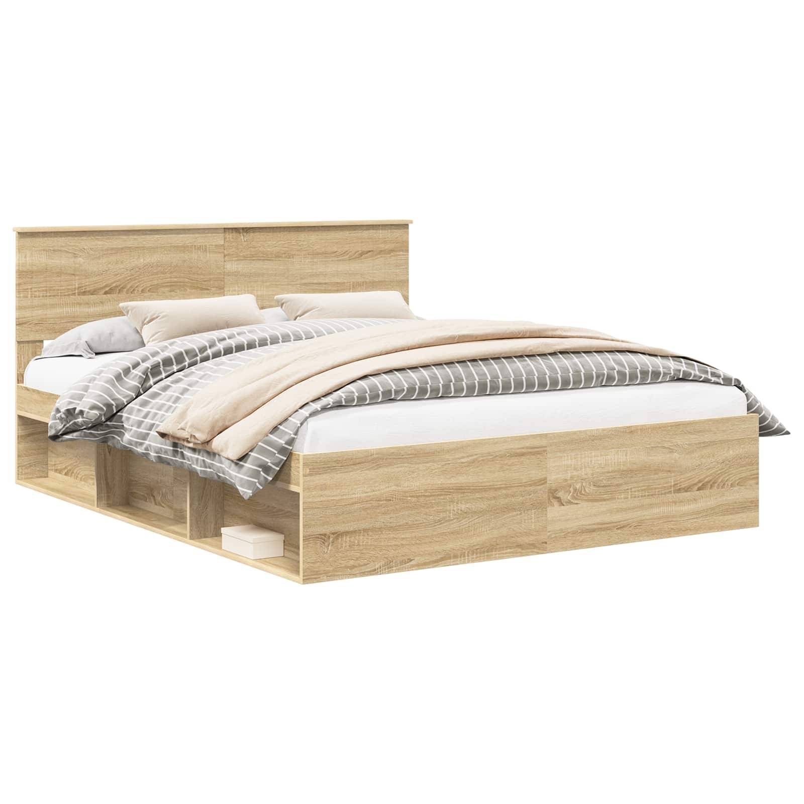 vidaXL Bettrahmen Sonoma 160 x 200 cm Massives Kiefernholz