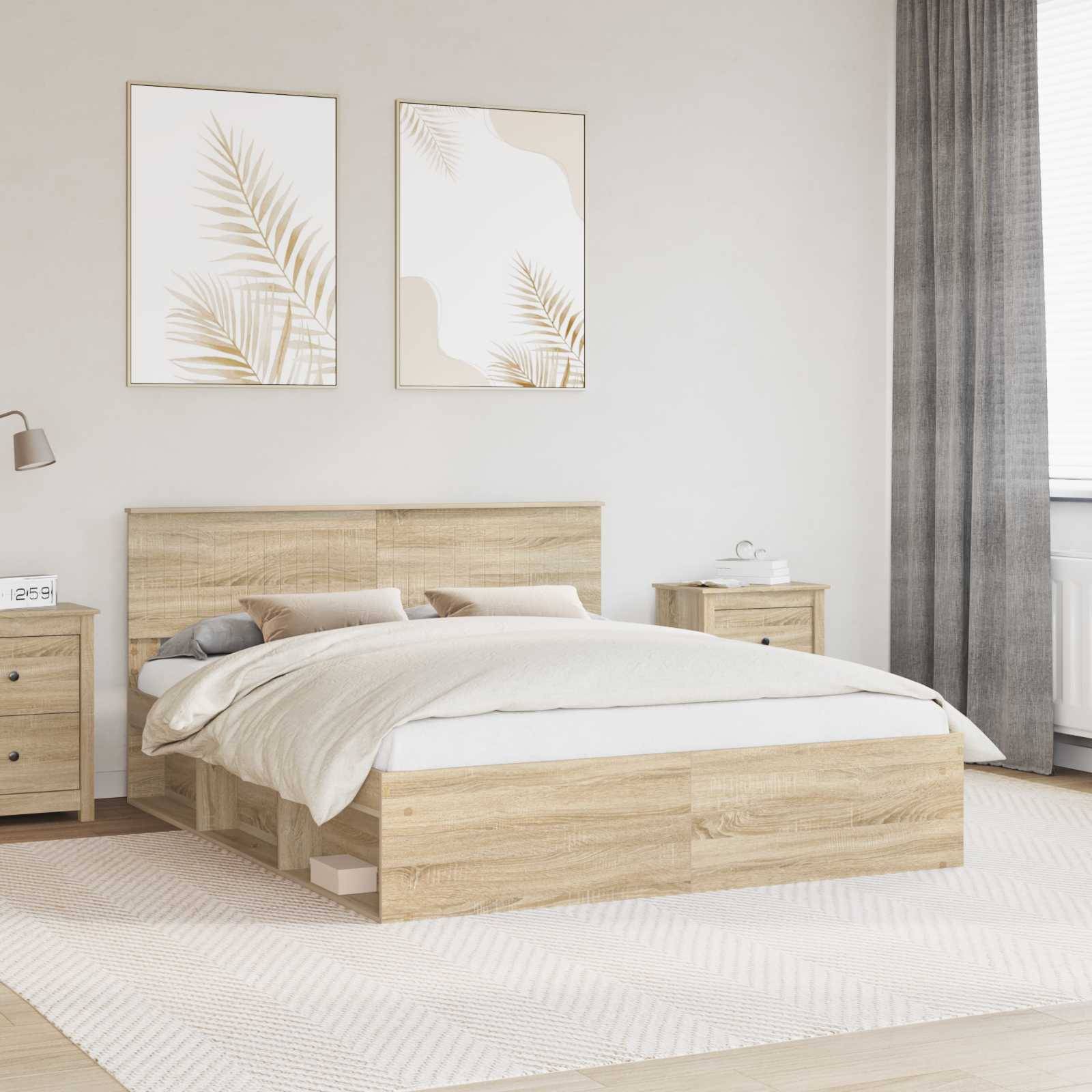 vidaXL Bettrahmen Sonoma 160 x 200 cm Massives Kiefernholz