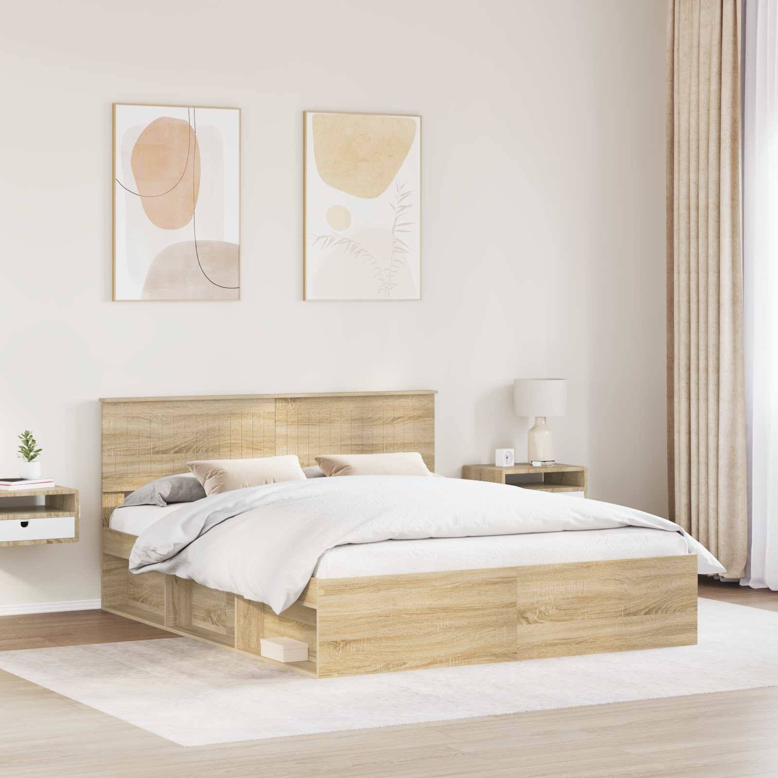 vidaXL Bettrahmen Sonoma 160 x 200 cm Massives Kiefernholz