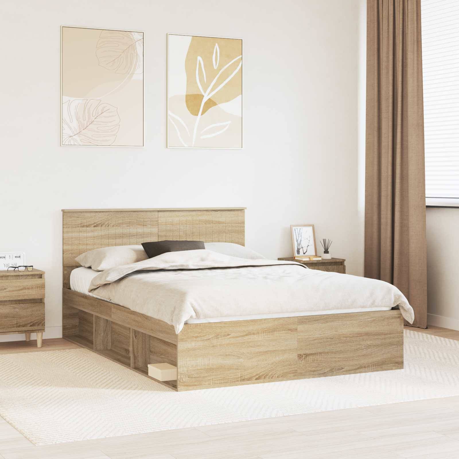 vidaXL Bettrahmen Sonoma 140 x 190 cm Massives Kiefernholz