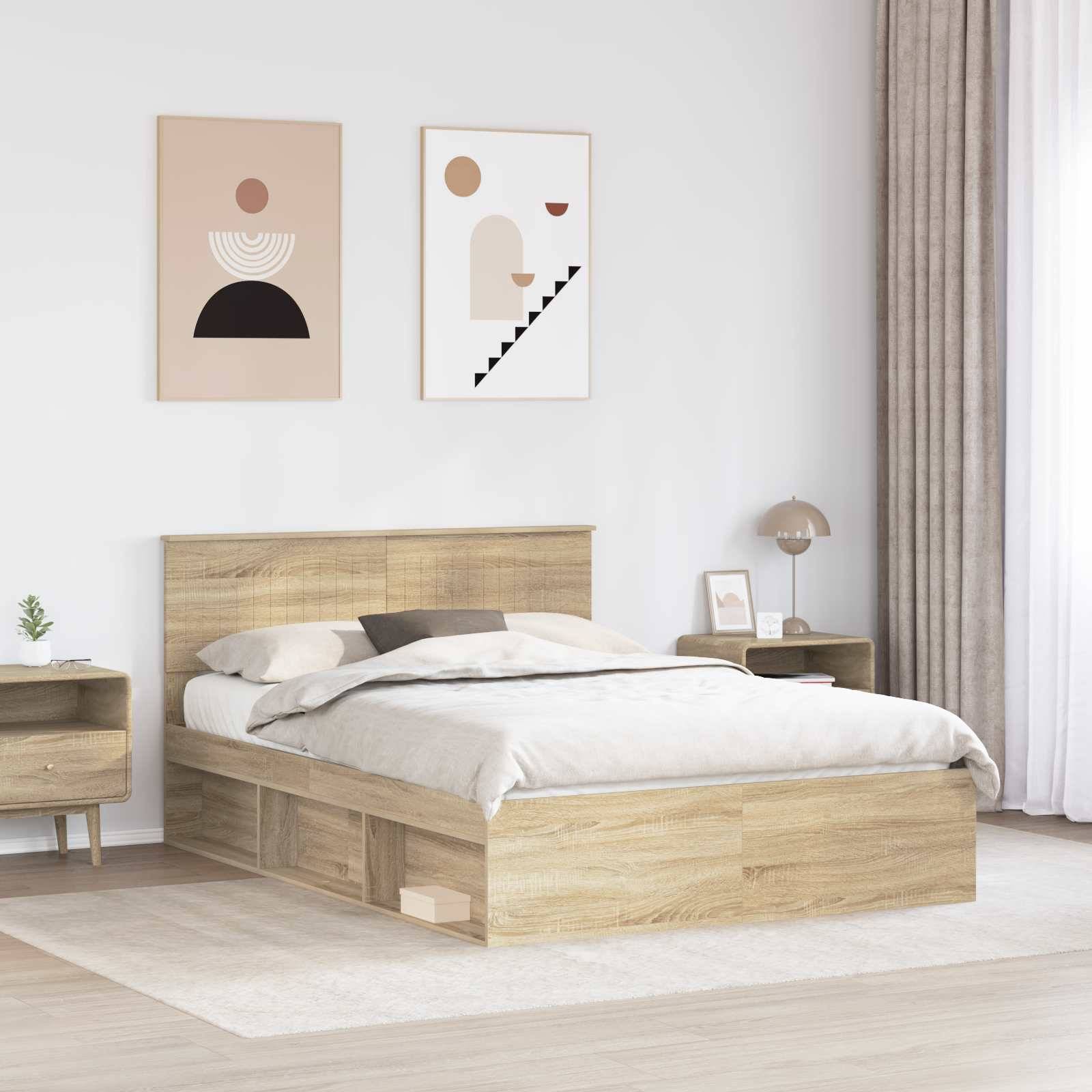 vidaXL Bettrahmen Sonoma 140 x 190 cm Massives Kiefernholz