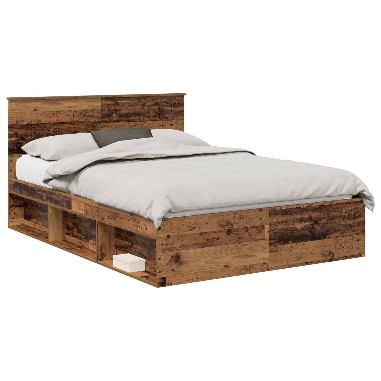 vidaXL Bettrahmen Altholz 140 x 190 cm Massives Kiefernholz